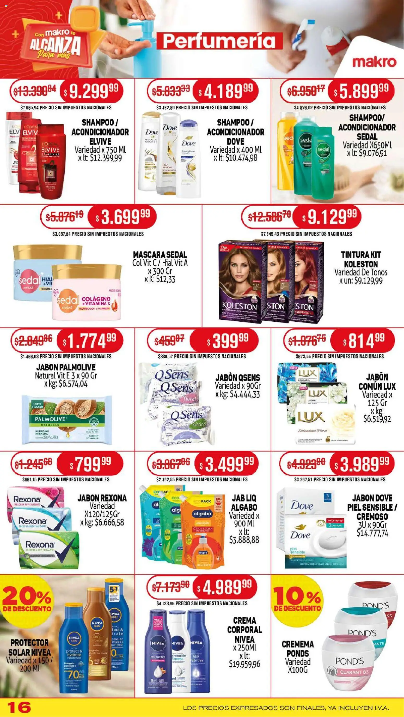 Makro ofertas │ válido desde el 06.11.2025 | Página: 16 | Productos: Shampoo, Acondicionador, Huevo, Crema