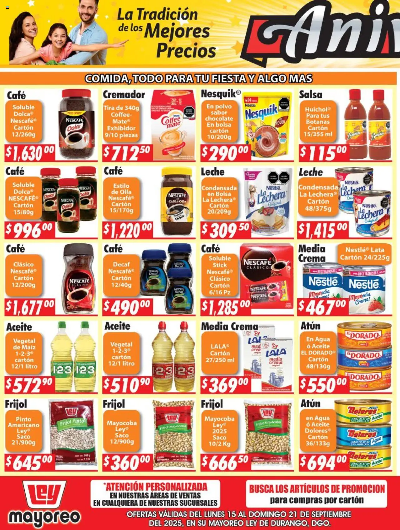 Nuevas ofertas de Casa Ley válidas en toda la República Mexicana desde el 15.09.2025. ¡Encuentra las mejores ofertas en Casa Ley - Folleto Mayoreo! | Página: 3 | Productos: Bolsa, Agua, Leche, Café