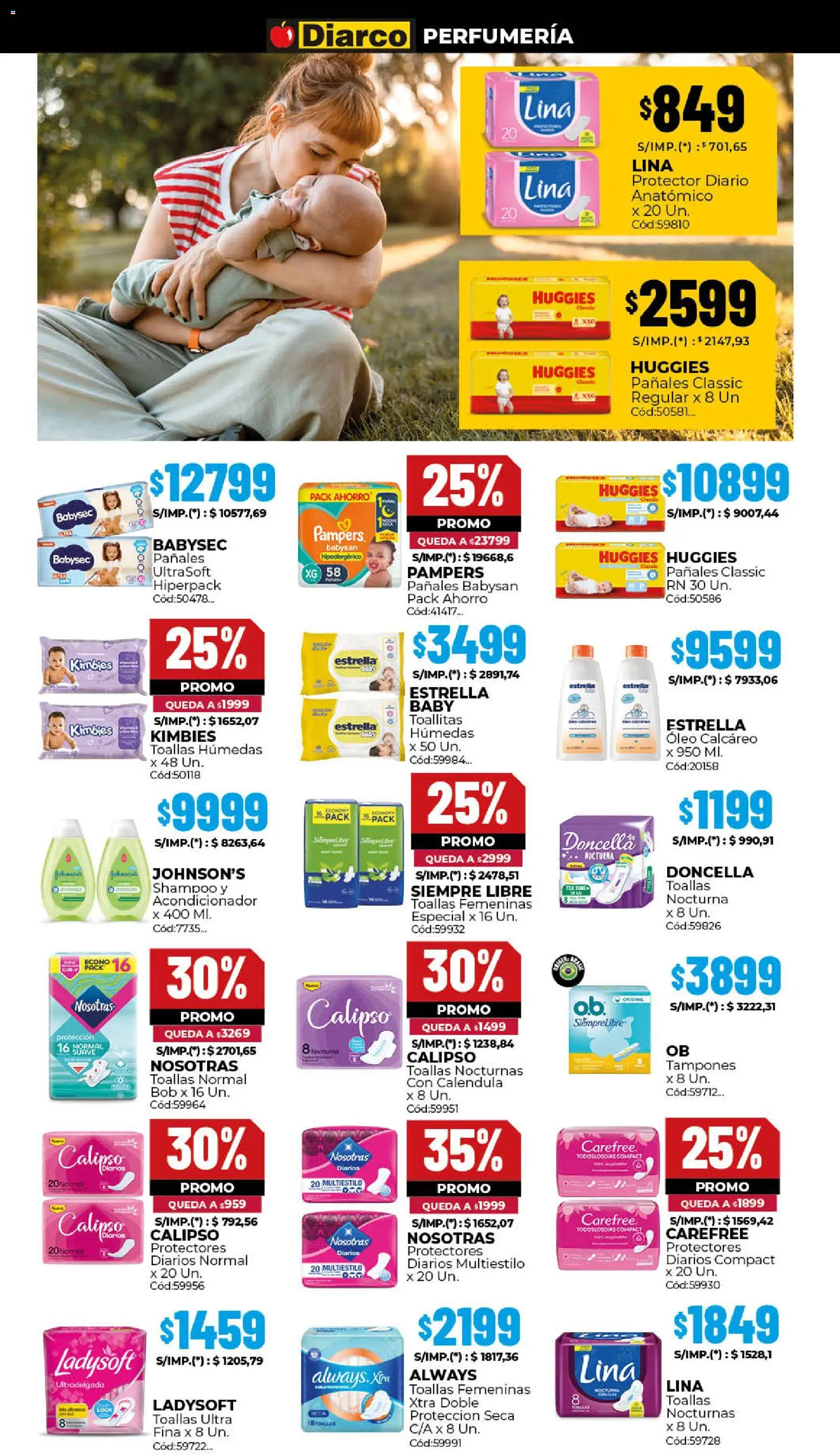 Diarco - Ofertas Sur │ válido desde el 20.04.2026 | Página: 12 | Productos: Tampones, Toallas, Pañales, Protectores diarios