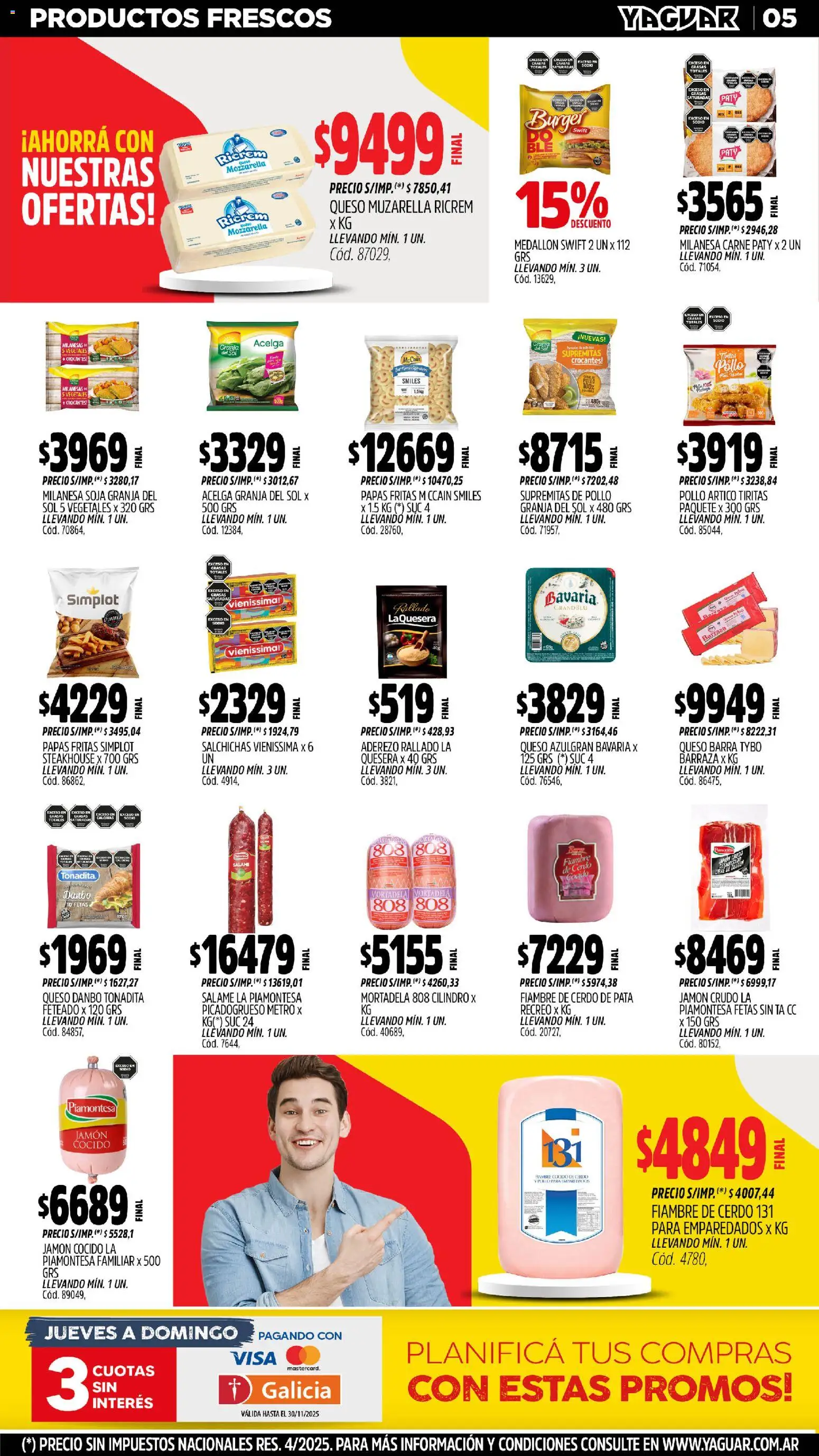 Yaguar - Trelew │ válido desde el 17.11.2025 | Página: 5 | Productos: Jamón cocido, Mortadela, Aderezo, Jamón