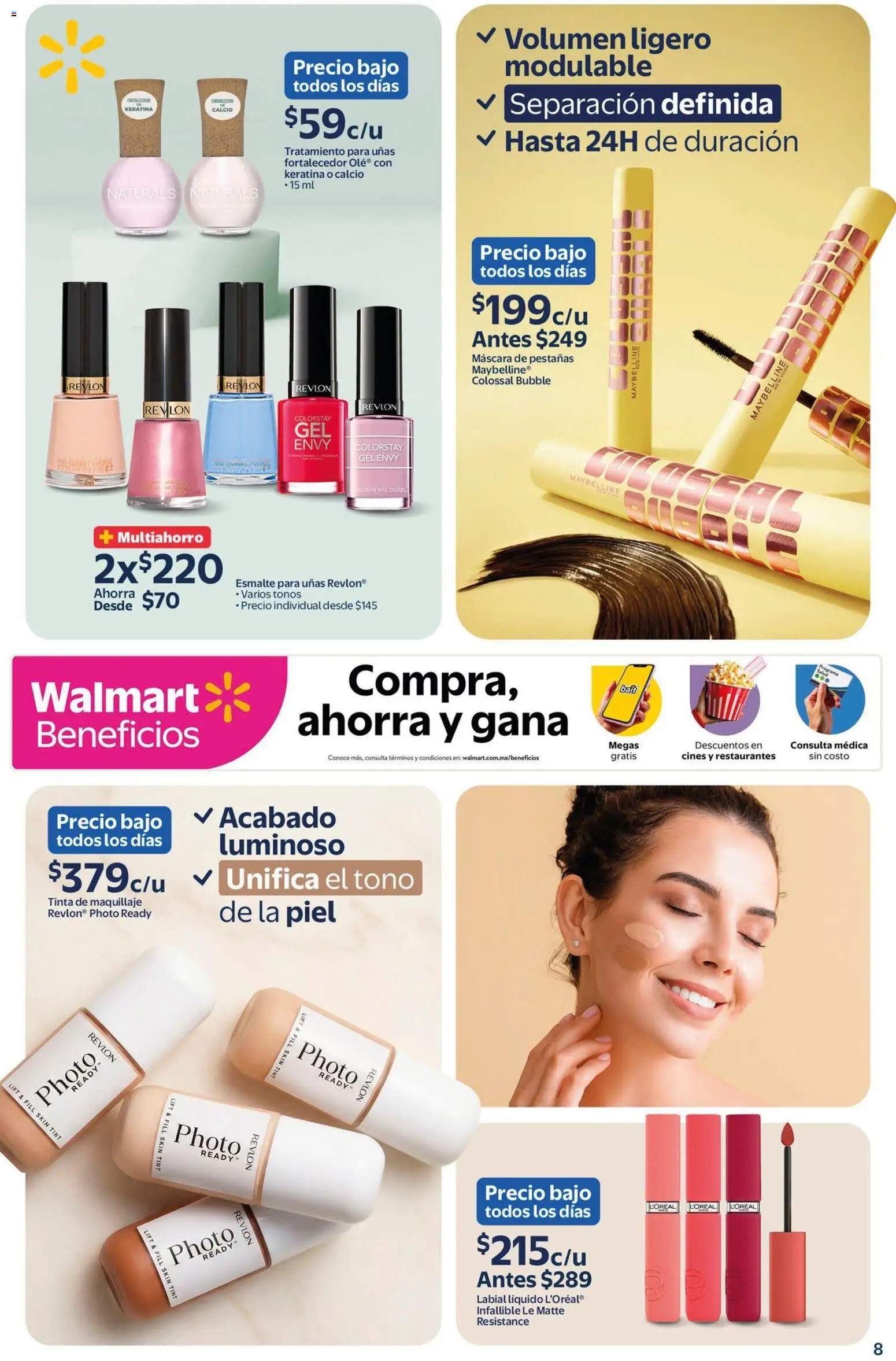 Nuevas ofertas de Walmart válidas en toda la República Mexicana desde el 27.03.2026. ¡Encuentra las mejores ofertas en  Walmart folleto Belleza natural a precios bajos! | Página: 8 | Productos: Máscara, Máscara de pestañas, Maquillaje