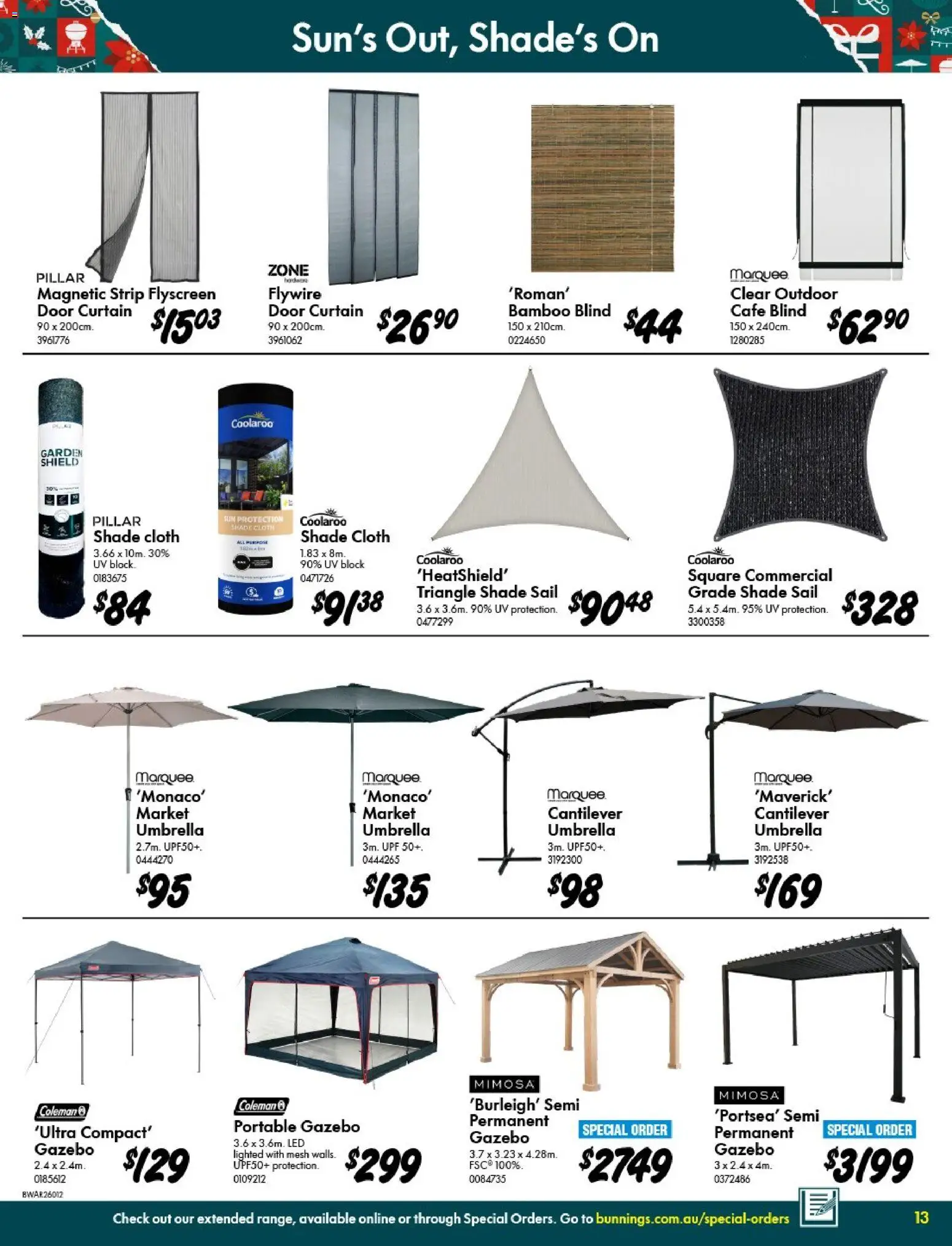 Bunnings Warehouse catalogue - valid from 05.11.2025 | Page: 13 | Products: Curtain, Door, Portable, Sun protection