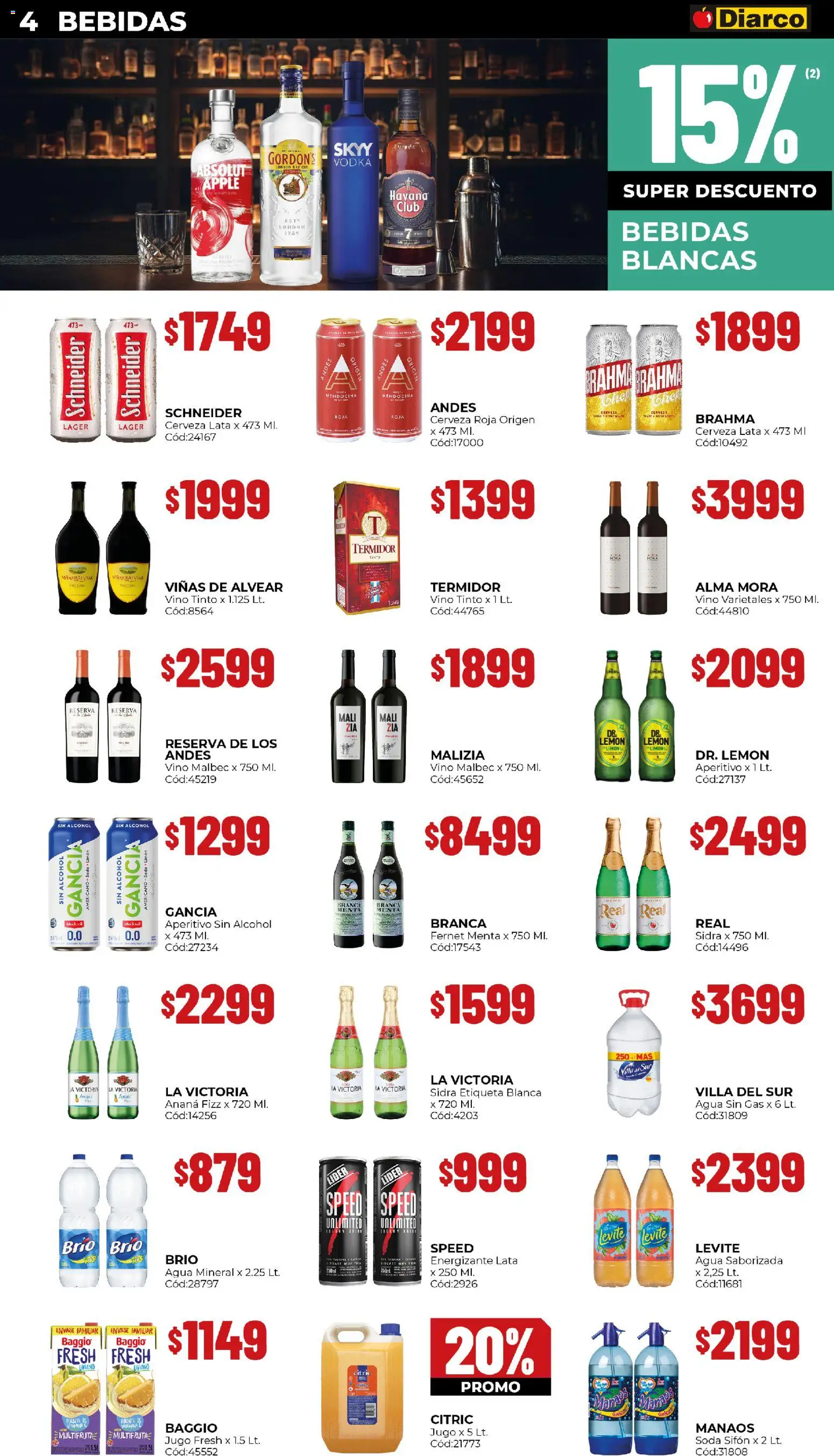 Diarco - Ofertas  │ válido desde el 24.11.2025 | Página: 4 | Productos: Limón, Jugo, Cerveza, Agua saborizada