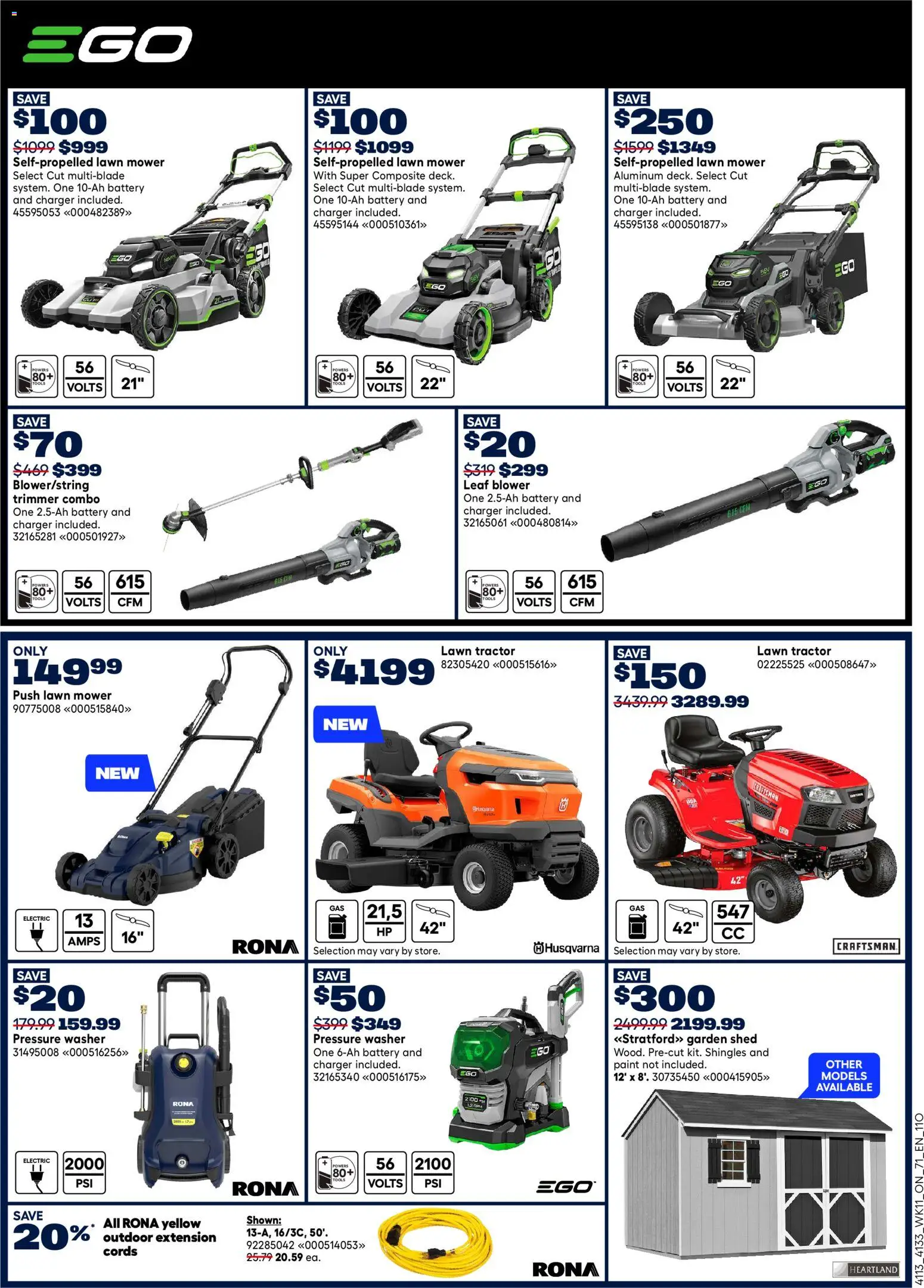 Rona flyer valid from 09.04.2026 | Page: 11 | Products: Mower, Battery