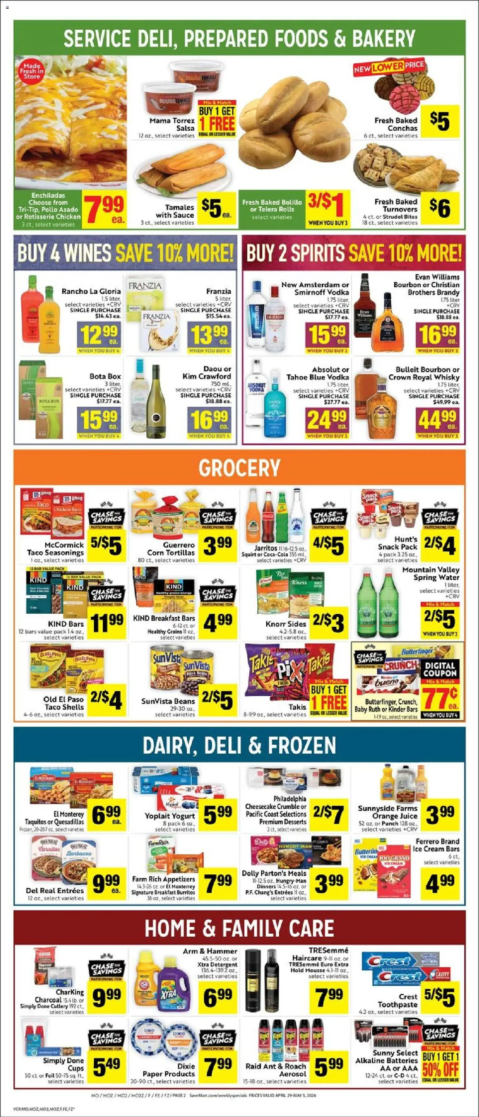 Save Mart Weekly Ad - CA - valid from 29.04.2026 | Page: 2 | Products: Corn, Hammer, Bourbon, Cheesecake