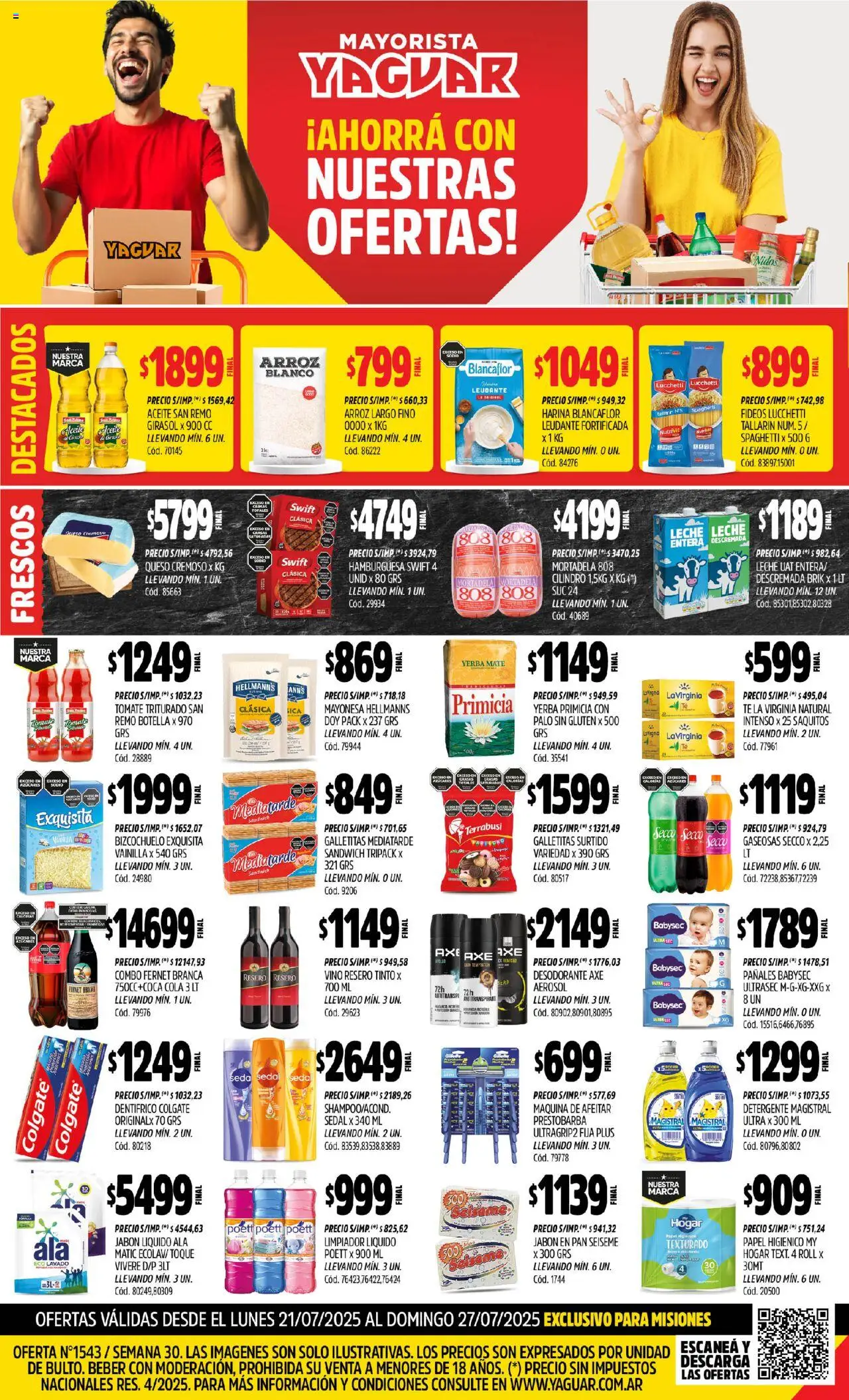 Yaguar - Misiones │ válido desde el 21.07.2025 | Página: 1 | Productos: Harina, Yerba, Queso, Arroz