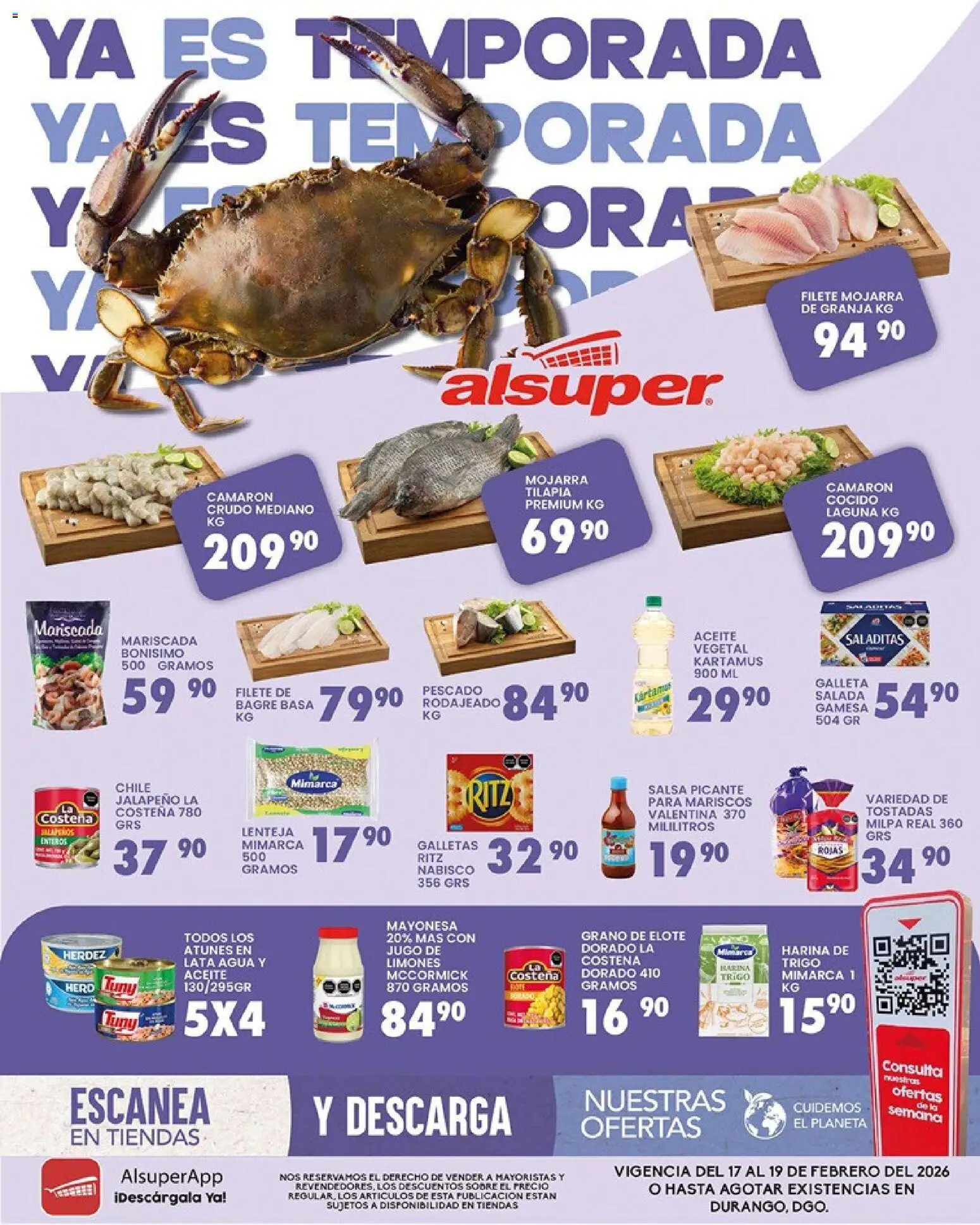 Nuevas ofertas de Alsuper válidas en toda la República Mexicana desde el 17.02.2026. ¡Encuentra las mejores ofertas en Alsuper folleto Durango! | Página: 1 | Productos: Agua, Aceite, Jugo, Galletas