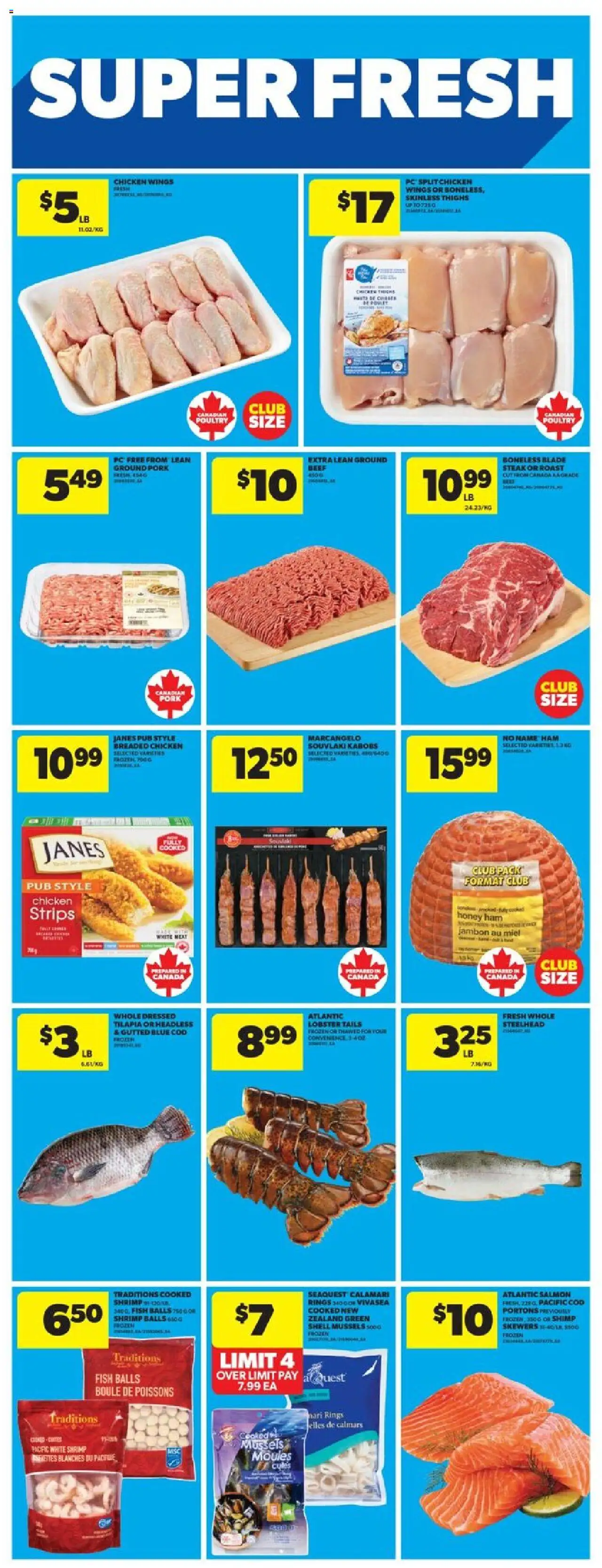Real Canadian Superstore flyer valid from 18.09.2025 | Page: 20 | Products: Fish, Chicken wings, PC, Chicken