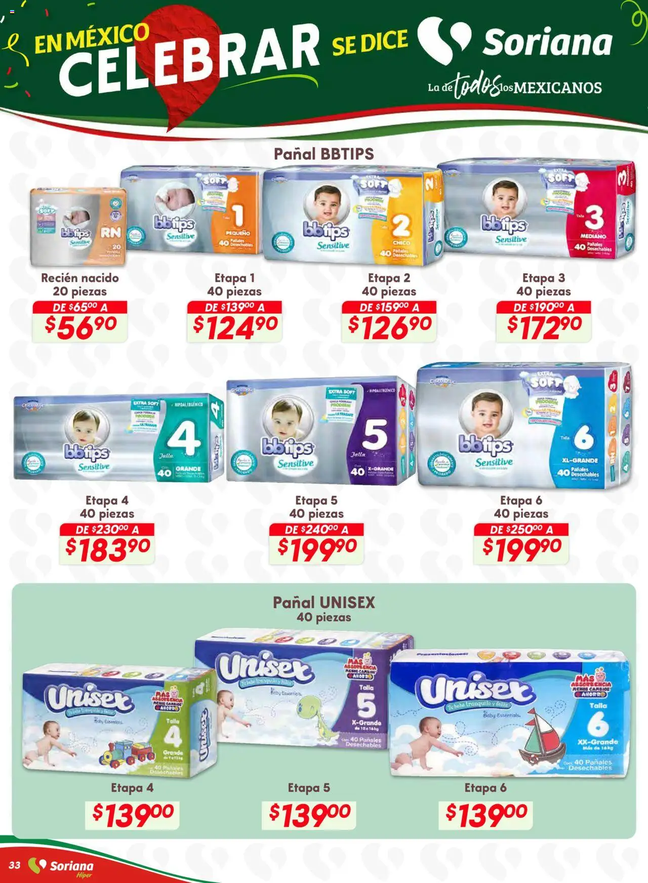 Nuevas ofertas de Soriana válidas en toda la República Mexicana desde el 28.08.2025. ¡Encuentra las mejores ofertas en Soriana - Preciazazaso Híper: Chih, Coah, Dur, NL, SLP, Tamps, Zac! | Página: 33 | Productos: Pañales