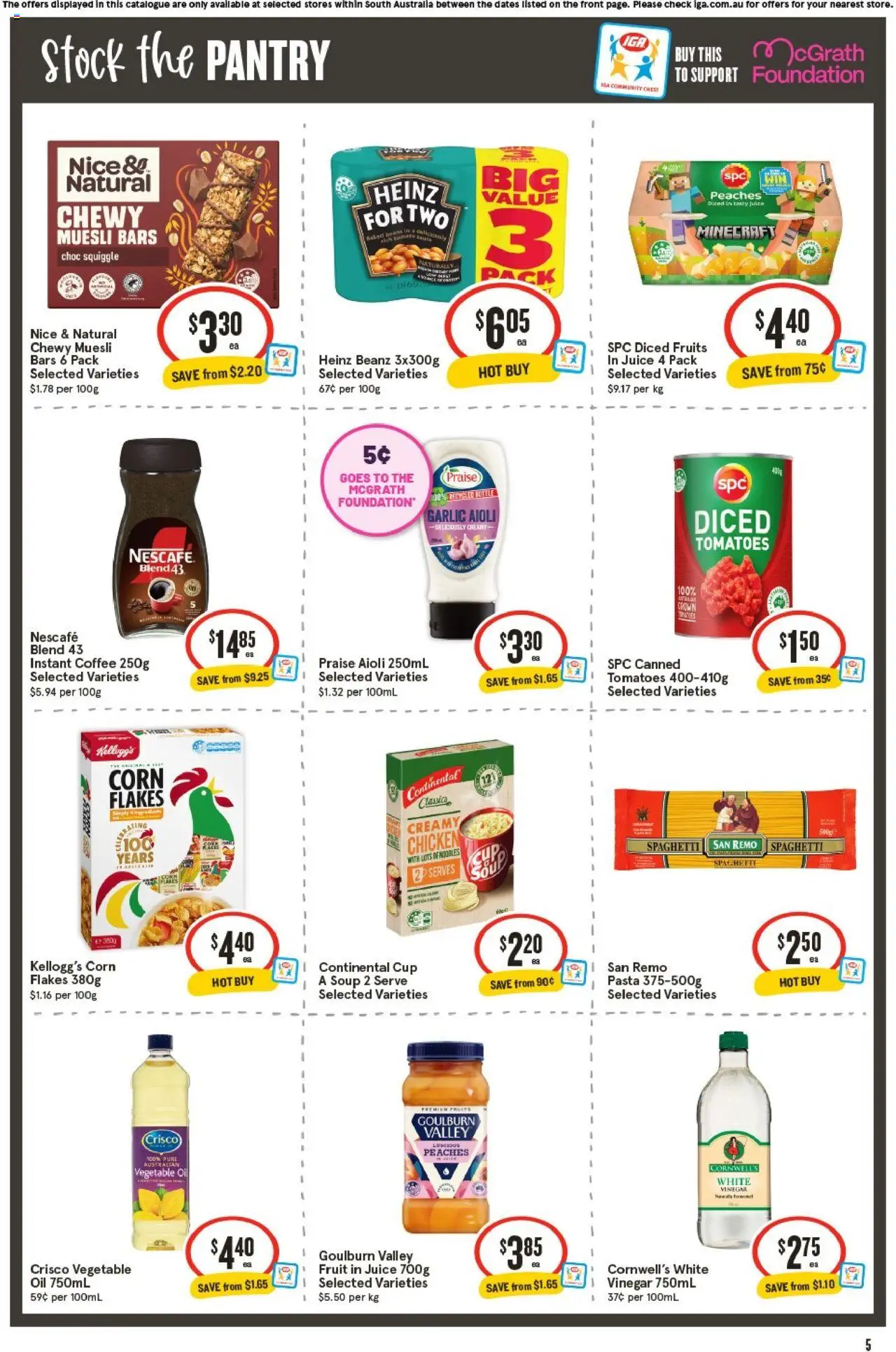 IGA catalogue - valid from 24.09.2025 | Page: 5 | Products: Juice, Pasta, Cream, Soup