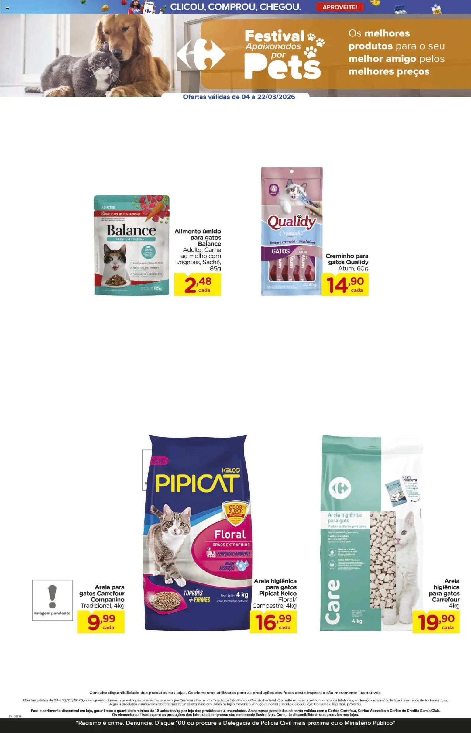 Carrefour Bairro Folheto - válido de 04.03.2026 | Página: 4 | Produtos: Areia, Alimento úmido, Carne, Atum