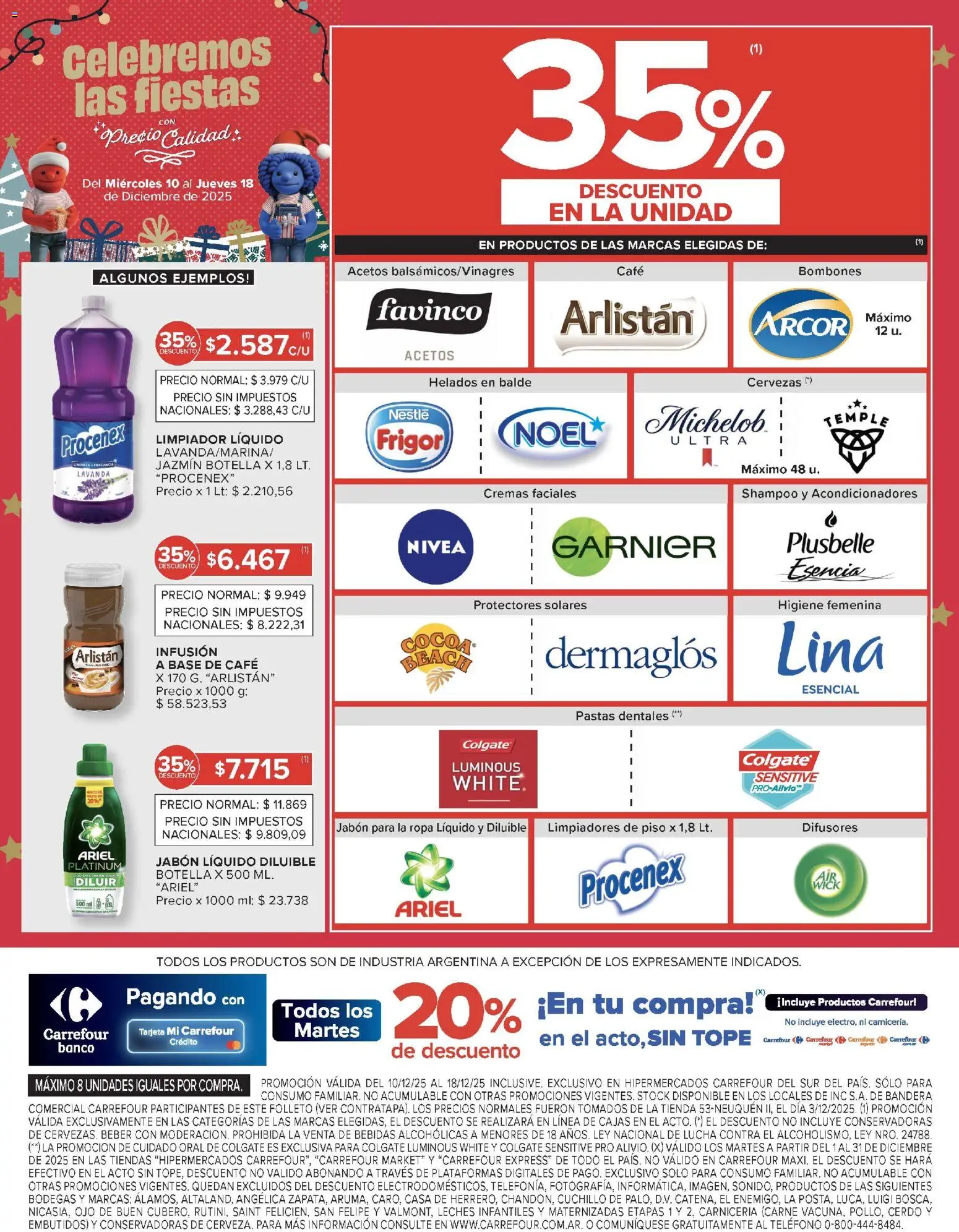 Carrefour ofertas │ válido desde el 10.12.2025 | Página: 8 | Productos: Botella, Cuchillo, Banco, Ropa