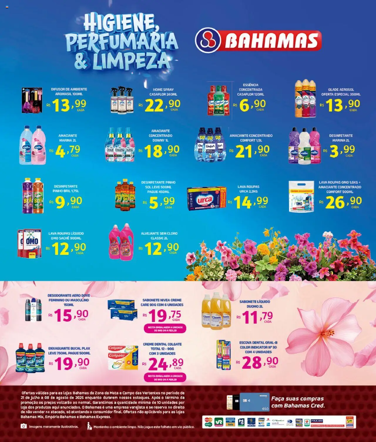 Bahamas Supermercados Folheto - válido de 21.07.2025 | Página: 2 | Produtos: Cloro, Enxaguante bucal, Creme, Amaciante