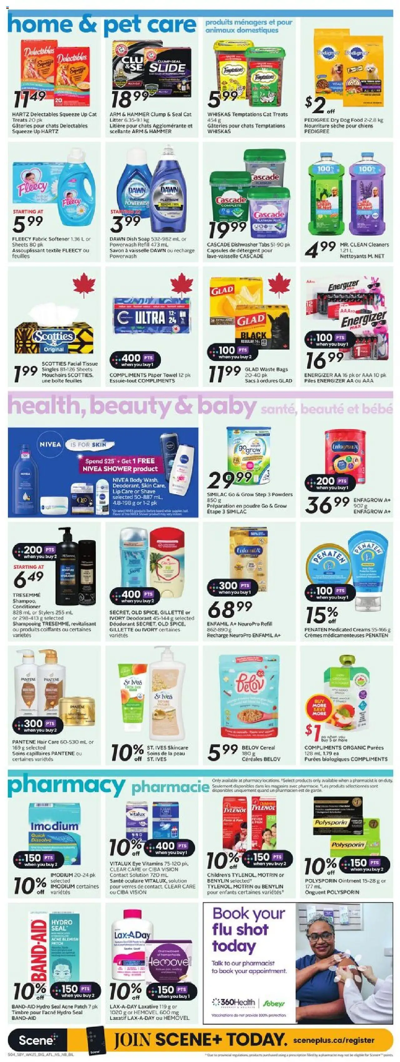 Sobeys flyer valid from 16.10.2025 | Page: 12 | Products: Dishwasher, Soap, Deodorant, Fabric softener