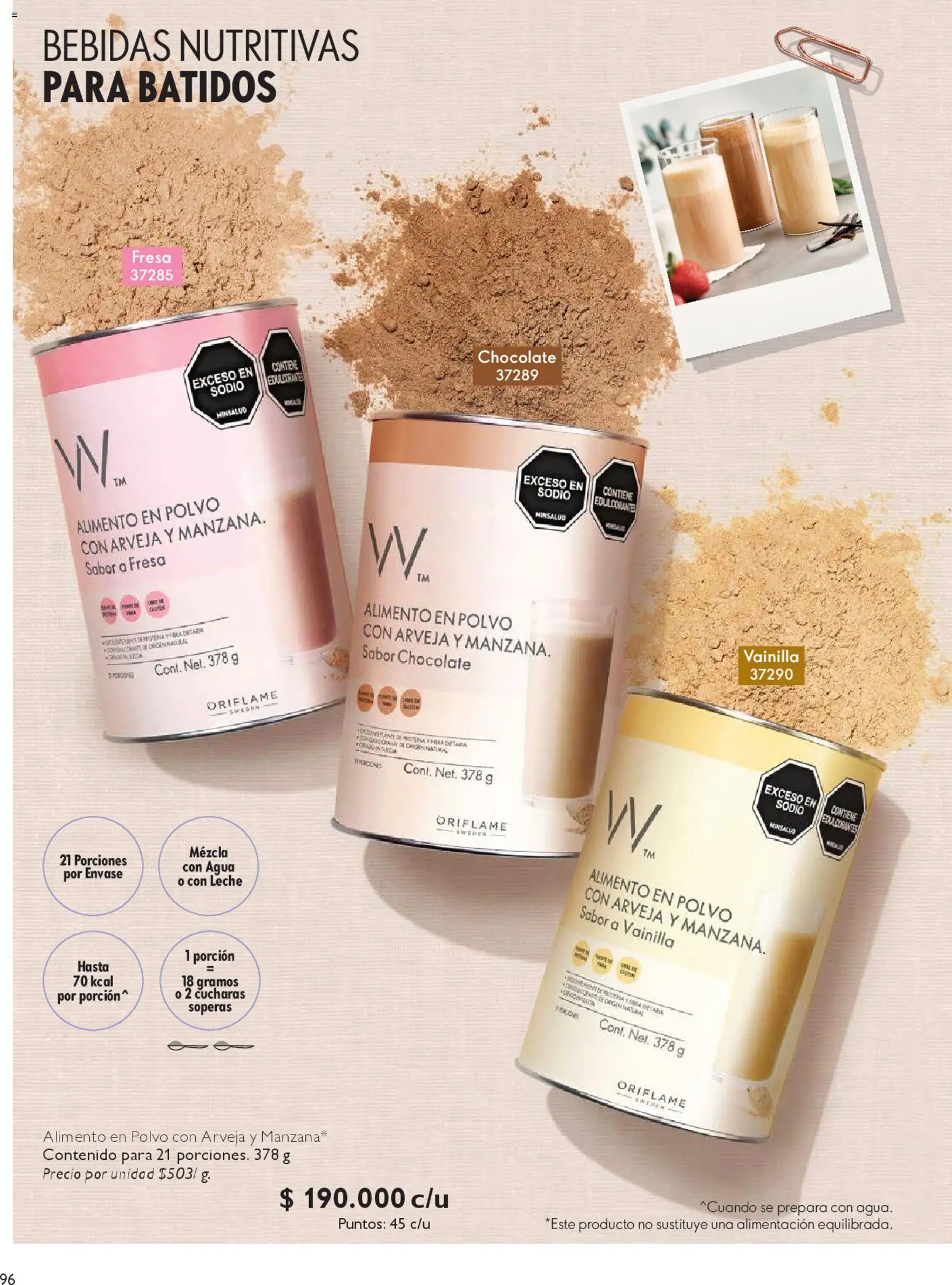 Oriflame revista - valida desde el 18.04.2026 | Página: 96 | Productos: Agua, Fresa, Polvo, Leche