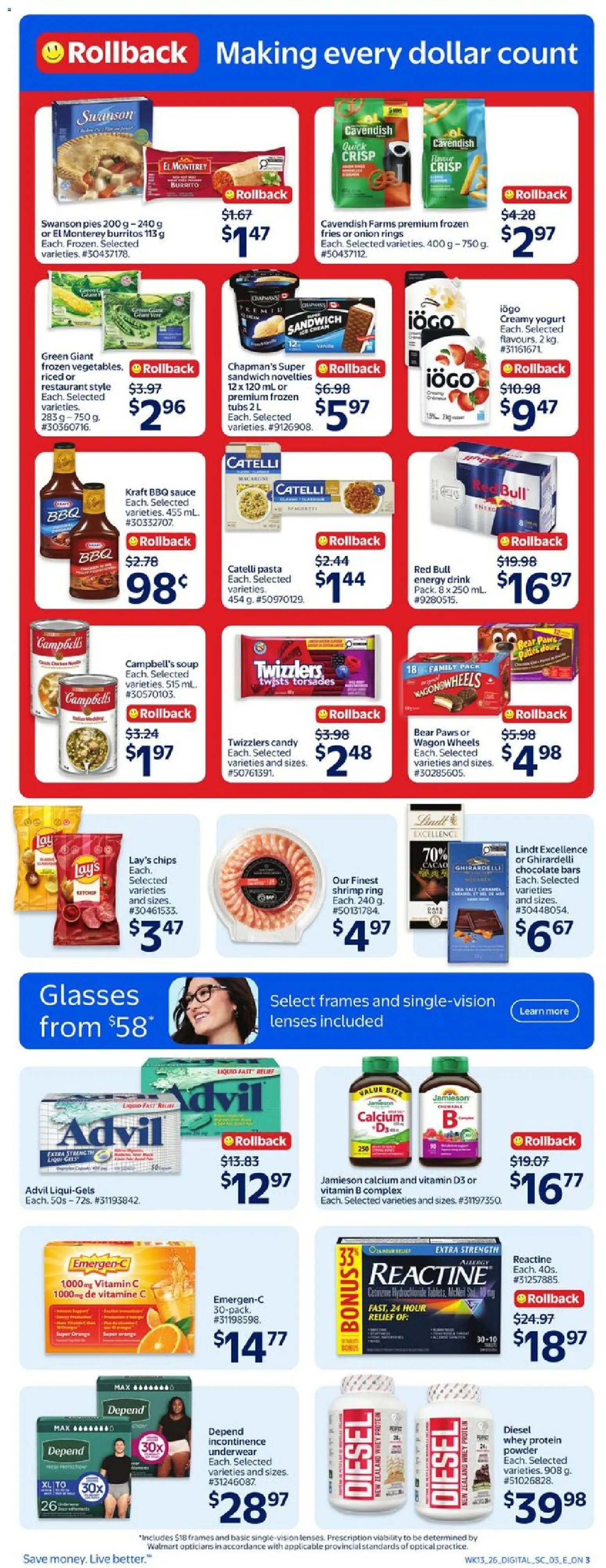 Walmart flyer valid from 23.04.2026 | Page: 5 | Products: Pasta, Ice cream, Powder, Underwear