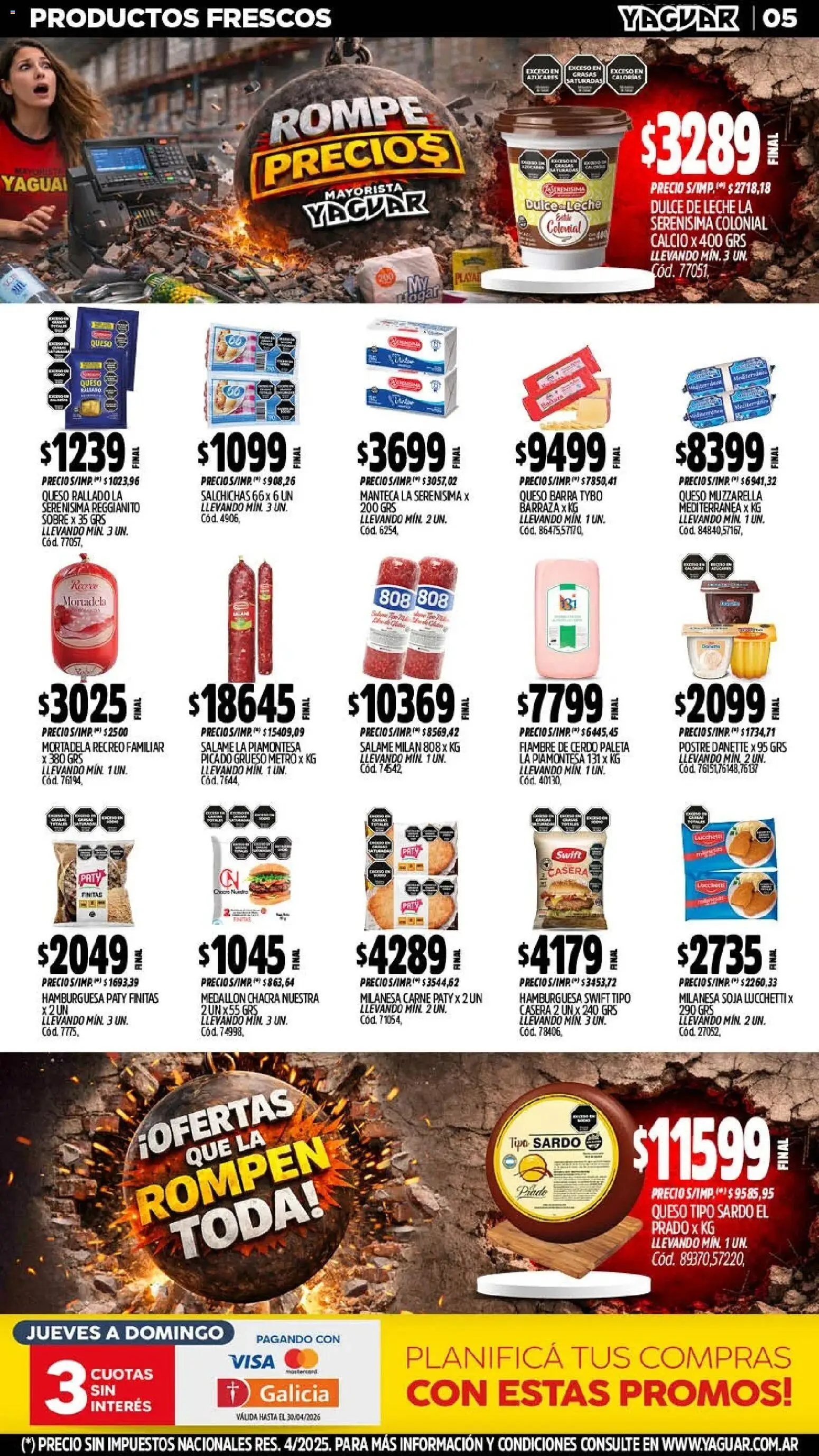 Yaguar - Oferta Semanal Mar del Plata │ válido desde el 06.04.2026 | Página: 5 | Productos: Mortadela, Dulce de leche, Queso, Salame