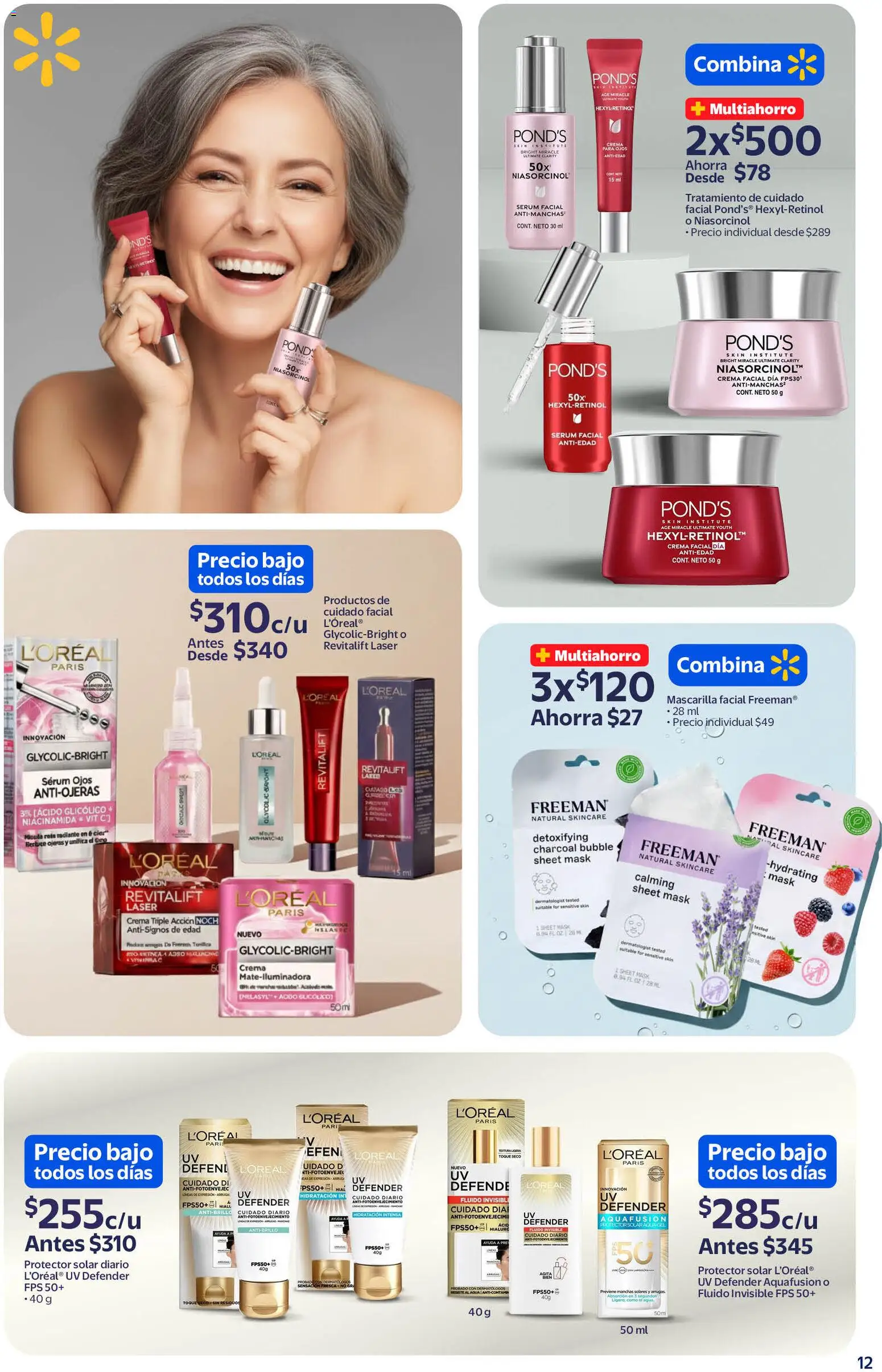 Nuevas ofertas de Walmart válidas en toda la República Mexicana desde el 11.02.2026. ¡Encuentra las mejores ofertas en Walmart folleto! | Página: 12 | Productos: Crema, Radiante, Mascarilla, Arruga