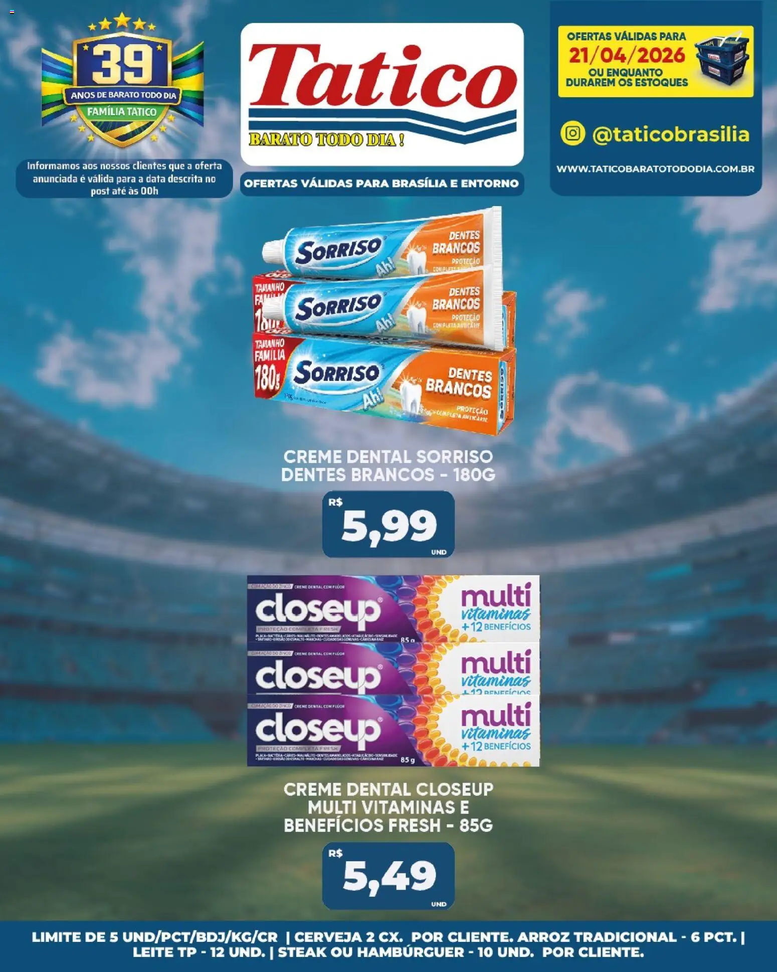 Tatico Folheto - válido de 22.04.2026 | Página: 40 | Produtos: Leite, Cerveja, Hambúrguer, Creme dental