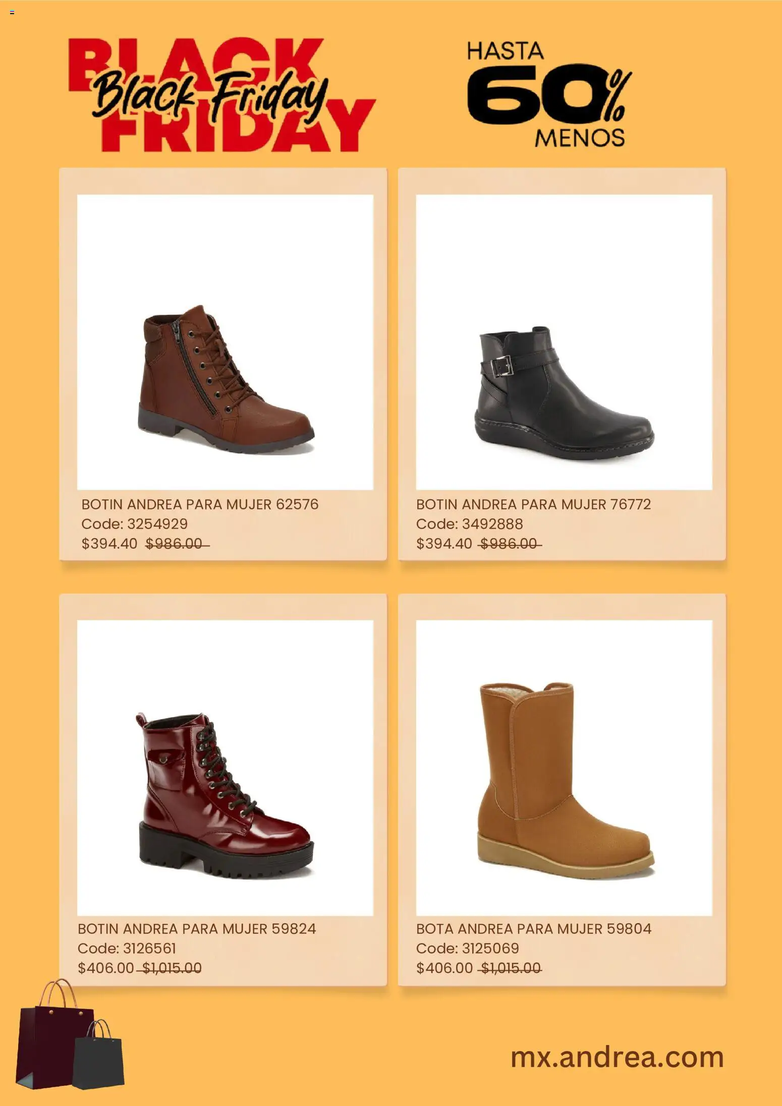 Nuevas ofertas de Andrea válidas en toda la República Mexicana desde el 19.11.2025. ¡Encuentra las mejores ofertas en Andrea Black Friday! | Página: 4 | Productos: Botín