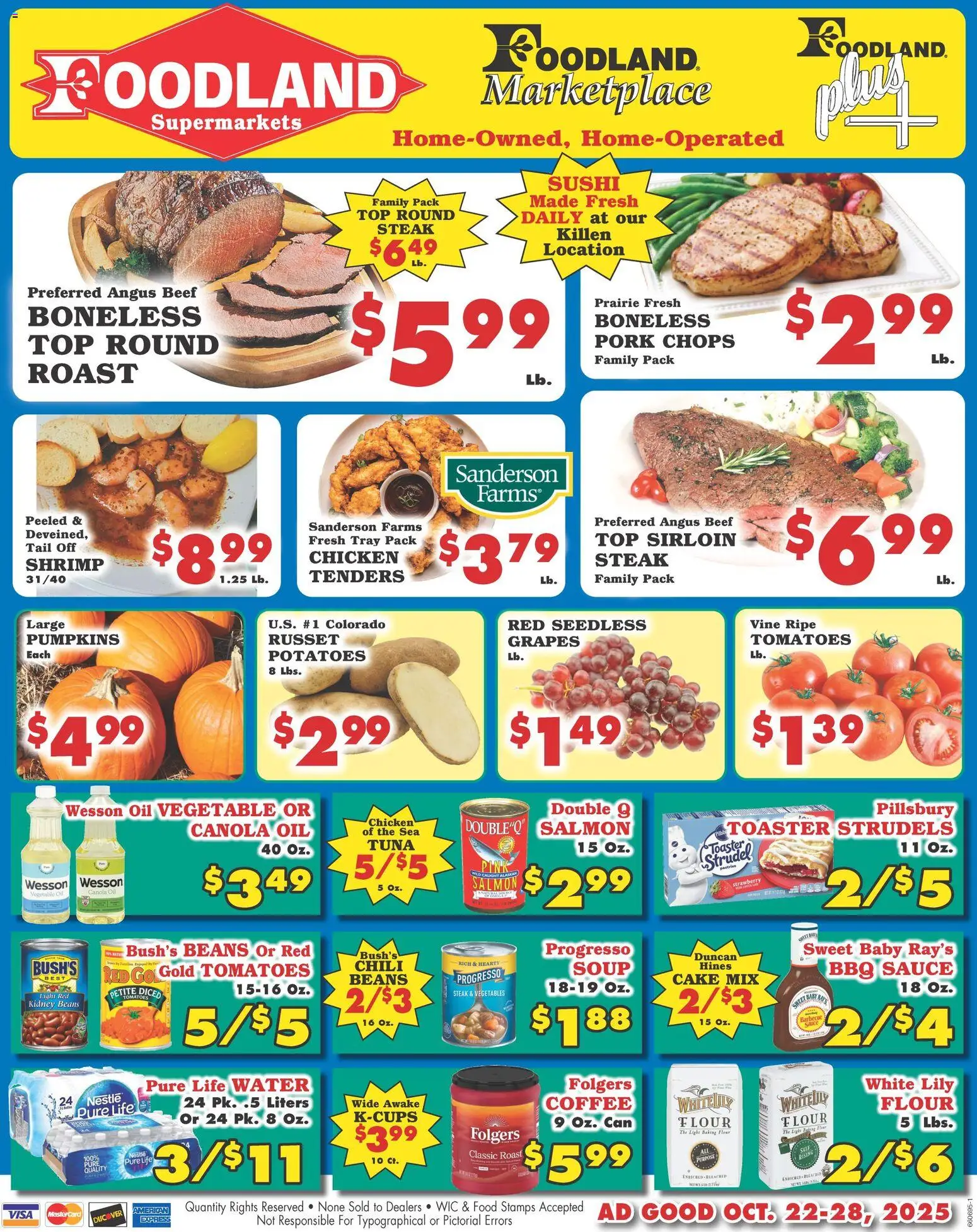 Foodland Weekly Ad - Supermarkets - valid from 22.10.2025 | Page: 1 | Products: Tomatoes, Water, Vegetables, Sauce