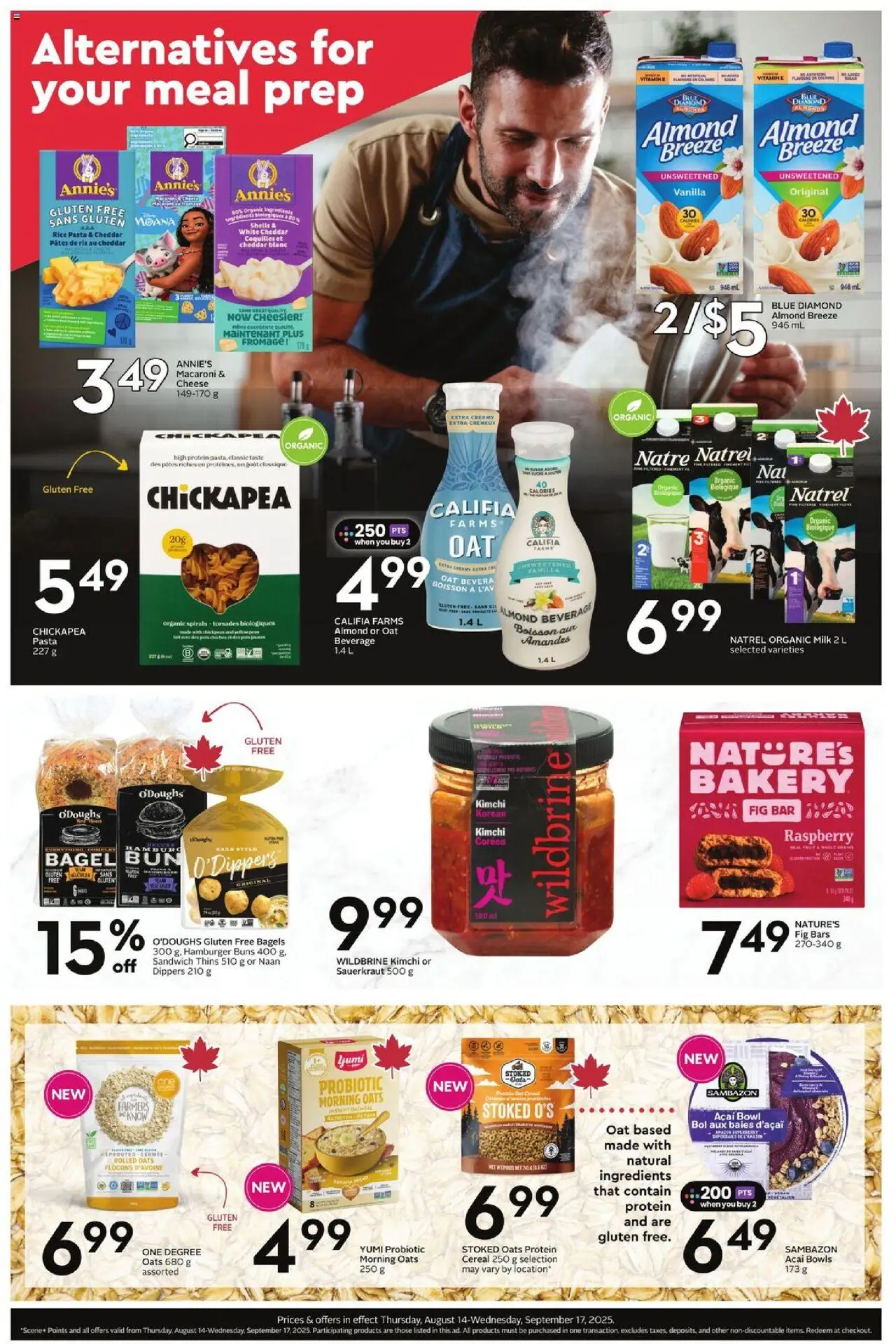 Safeway flyer valid from 14.08.2025 | Page: 3 | Products: Rice, Pasta, Bakery, Milk