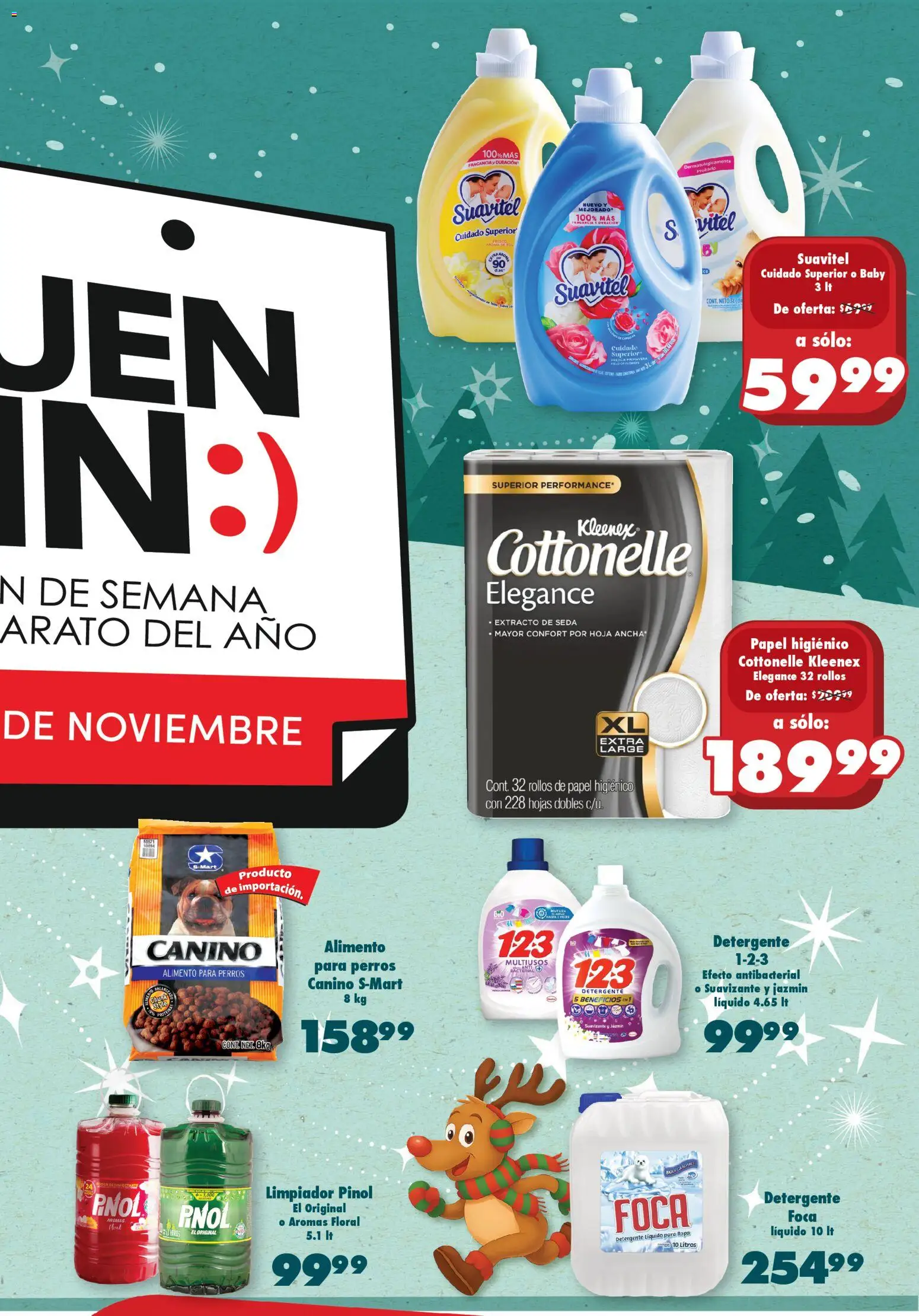 Nuevas ofertas de S-Mart válidas en toda la República Mexicana desde el 13.11.2025. ¡Encuentra las mejores ofertas en S-Mart Buen Fin! | Página: 3 | Productos: Limpiador, Papel higiénico, Ropa, Fragancia