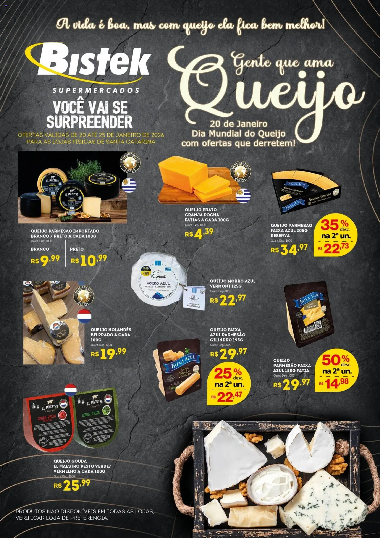 Bistek Supermercados Folheto - válido de 20.01.2026 | Página: 1 | Produtos: Leite, Parmesão, Gouda, Queijo parmesão