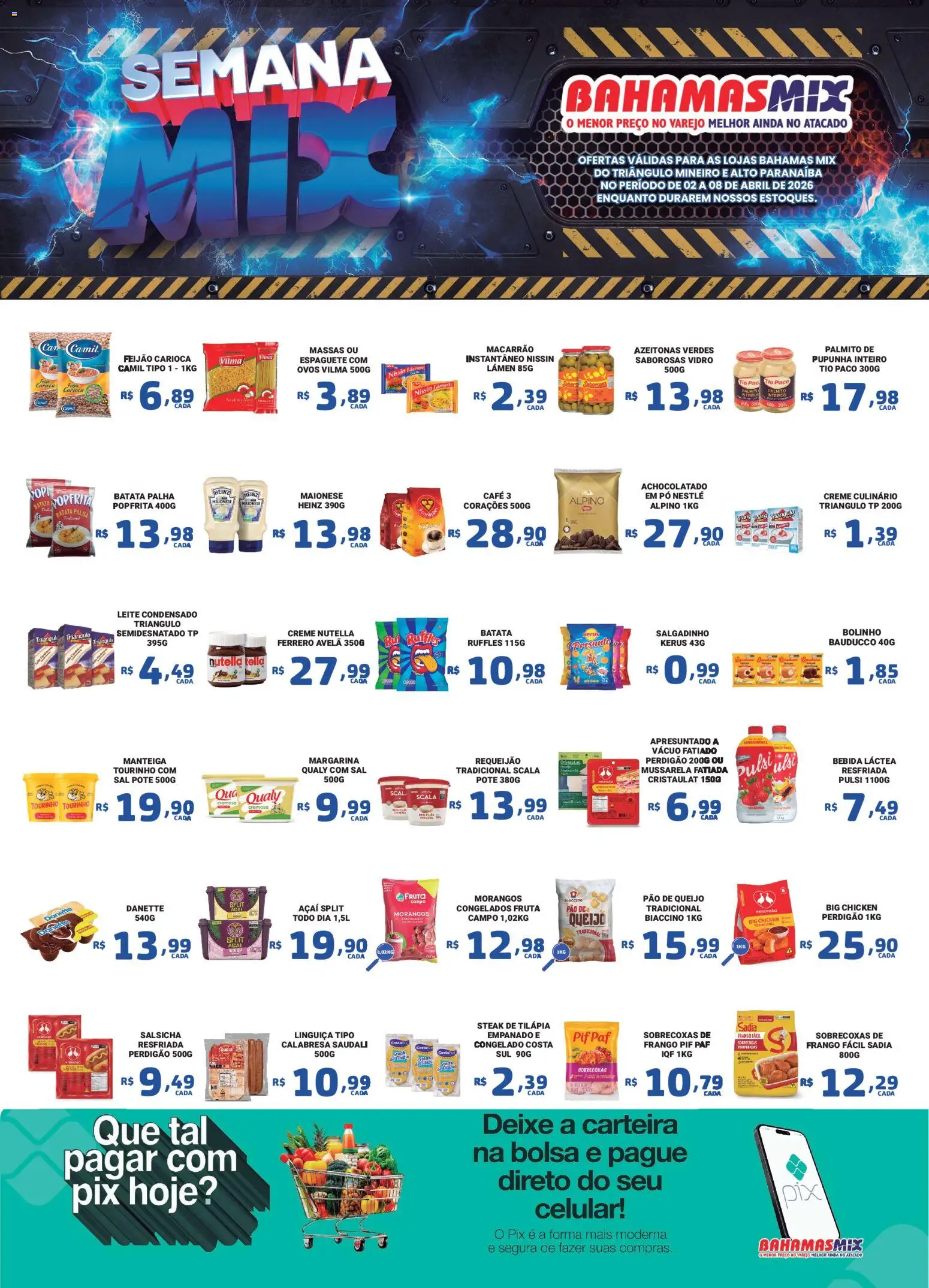Bahamas Mix Folheto - válido de 02.04.2026 | Página: 1 | Produtos: Leite condensado, Mussarela, Margarina, Pão de queijo