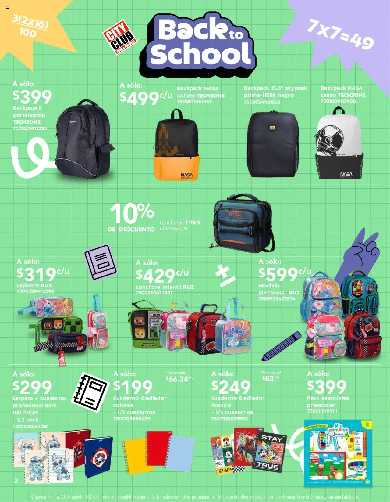 Nuevas ofertas de City Club válidas en toda la República Mexicana desde el 01.08.2025. ¡Encuentra las mejores ofertas en City Club - Catálogo! | Página: 2 | Productos: Mochila, Cuaderno