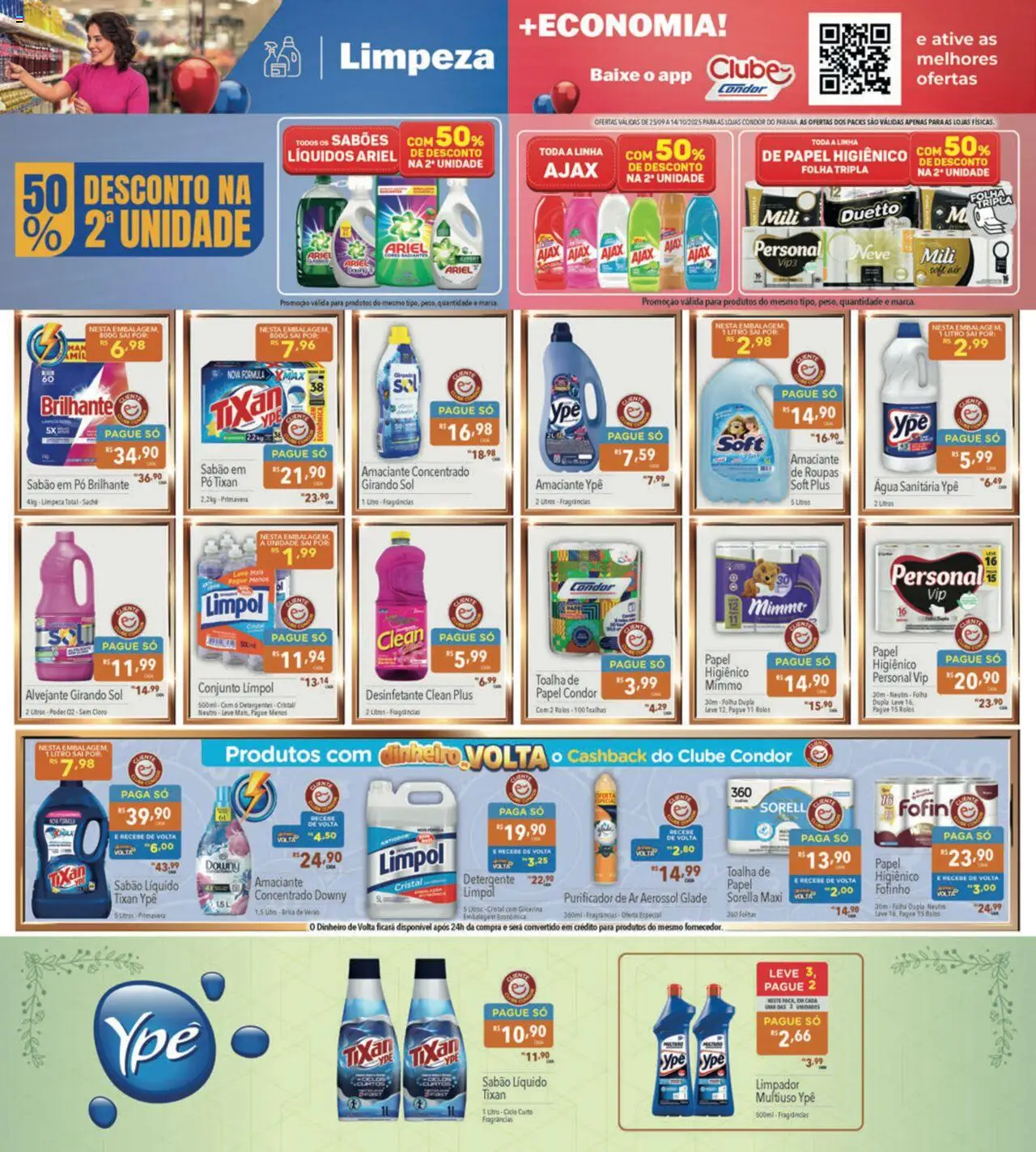 Supermercados Condor Folheto - válido de 25.09.2025 | Página: 22 | Produtos: Alvejante, Purificador, Amaciante, Desinfetante
