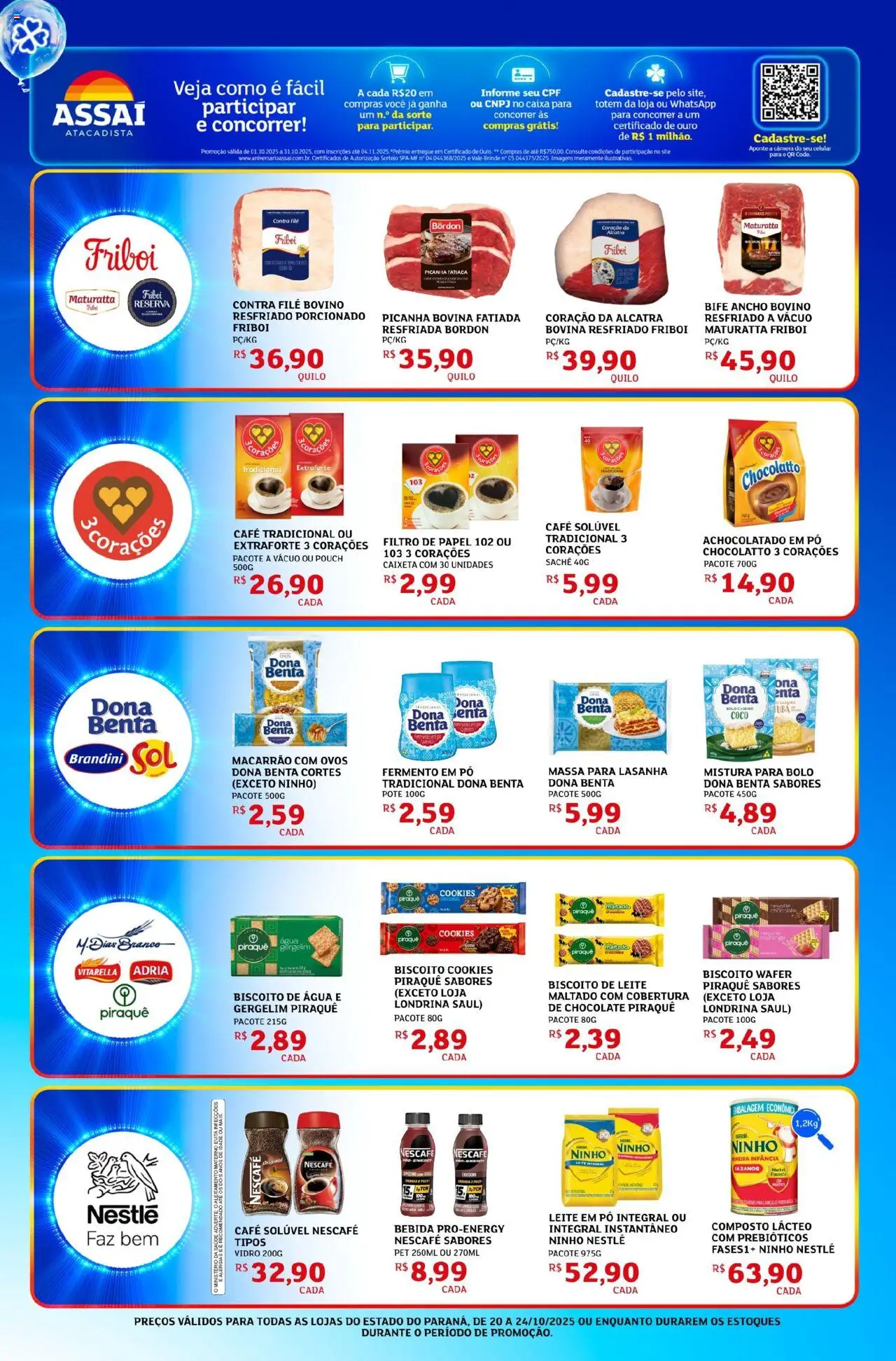 Assaí Atacadista Folheto - válido de 20.10.2025 | Página: 3 | Produtos: Contra filé, Café, Chocolate, Café solúvel
