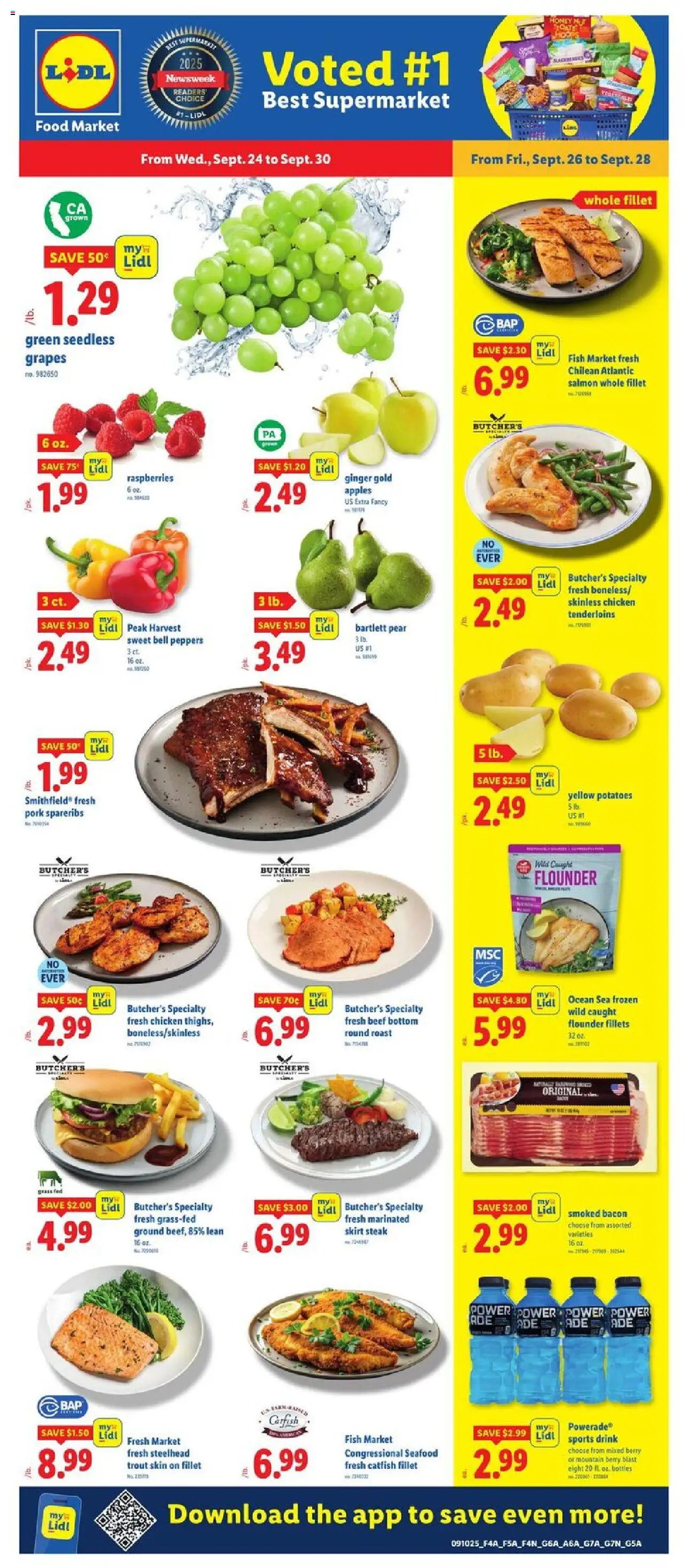 Lidl Weekly Ad - GA - valid from 24.09.2025 | Page: 1 | Products: Potatoes, Seafood, Grapes, Pear