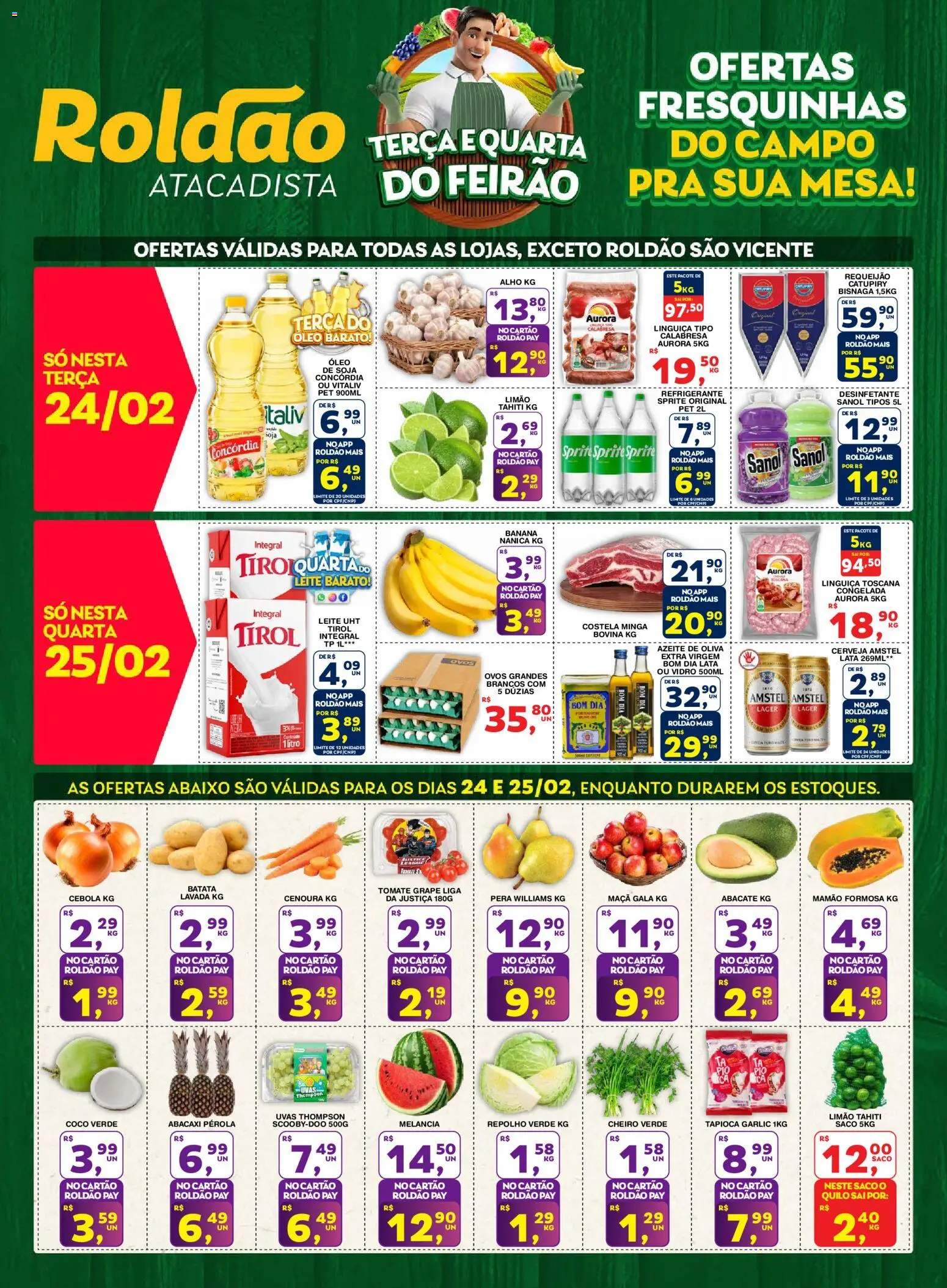 Roldão Folheto - válido de 24.02.2026 | Página: 1 | Produtos: Abacaxi, Mamão, Refrigerante, Soja