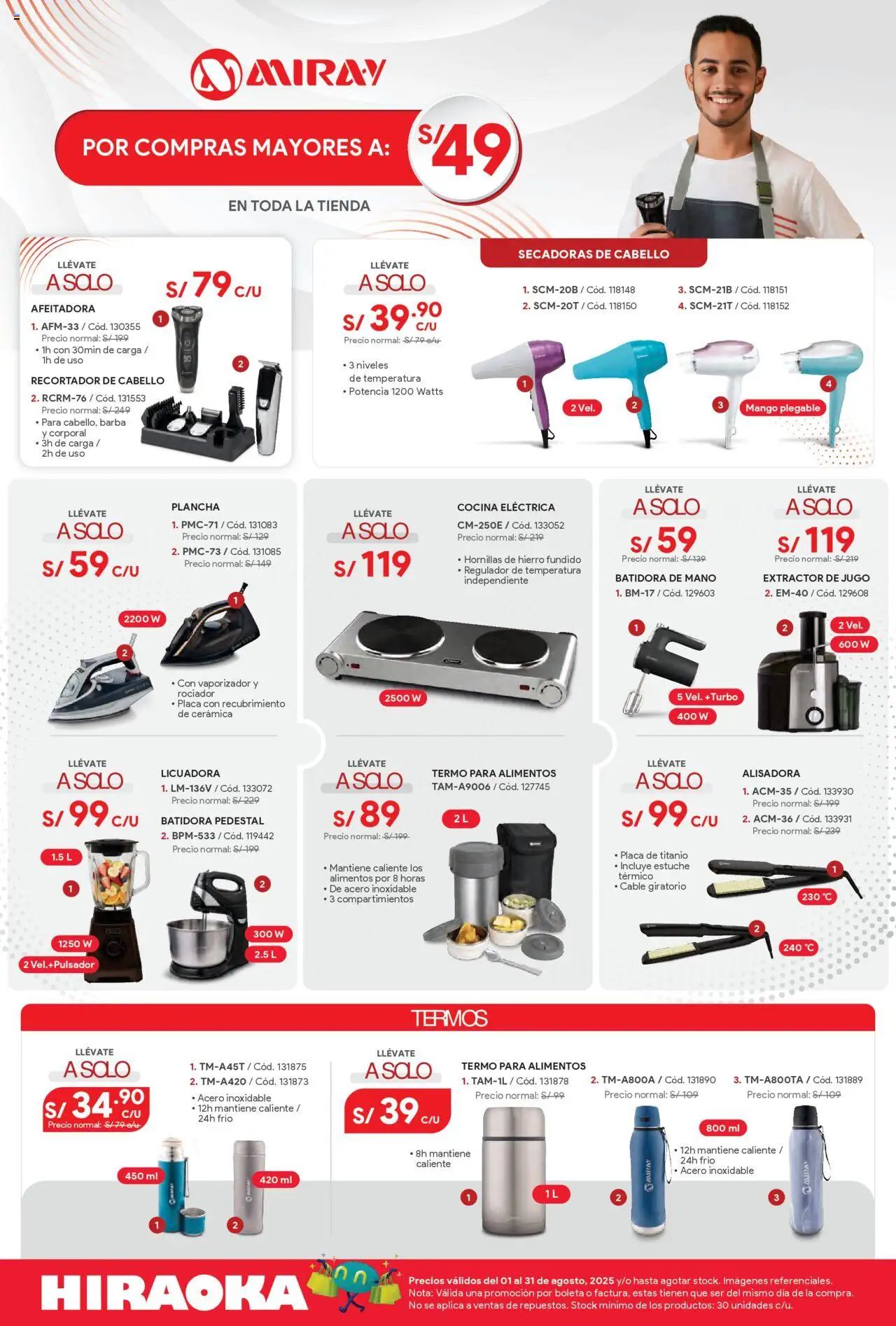 Catálogo Hiraoka válido desde 01.08.2025 | Página: 4 | Productos: Jugo, Cable, Cocina, Licuadora