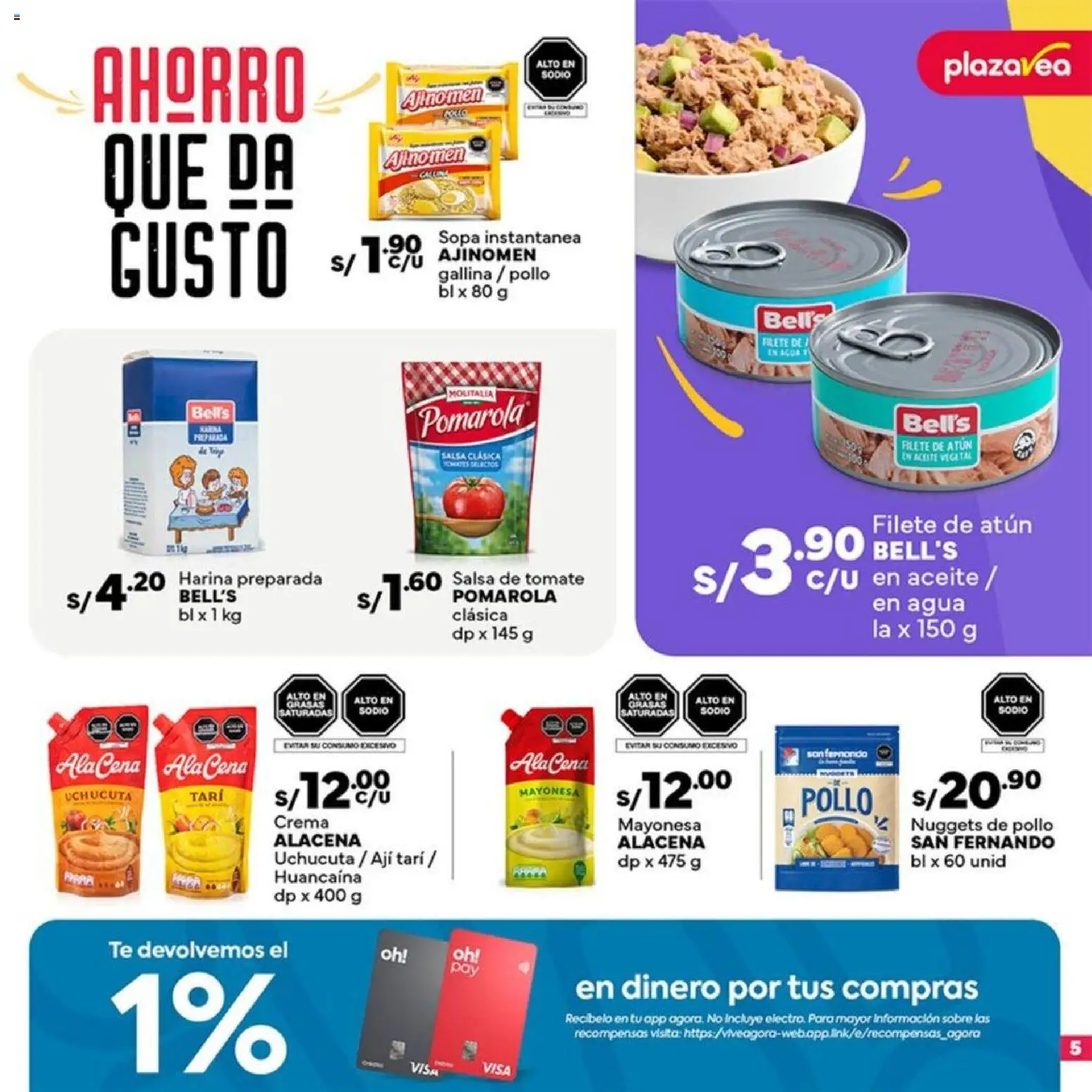 Catálogo Plaza Vea válido desde 12.11.2025 | Página: 5 | Productos: Aceite, Té, Salsa de tomate, Crema