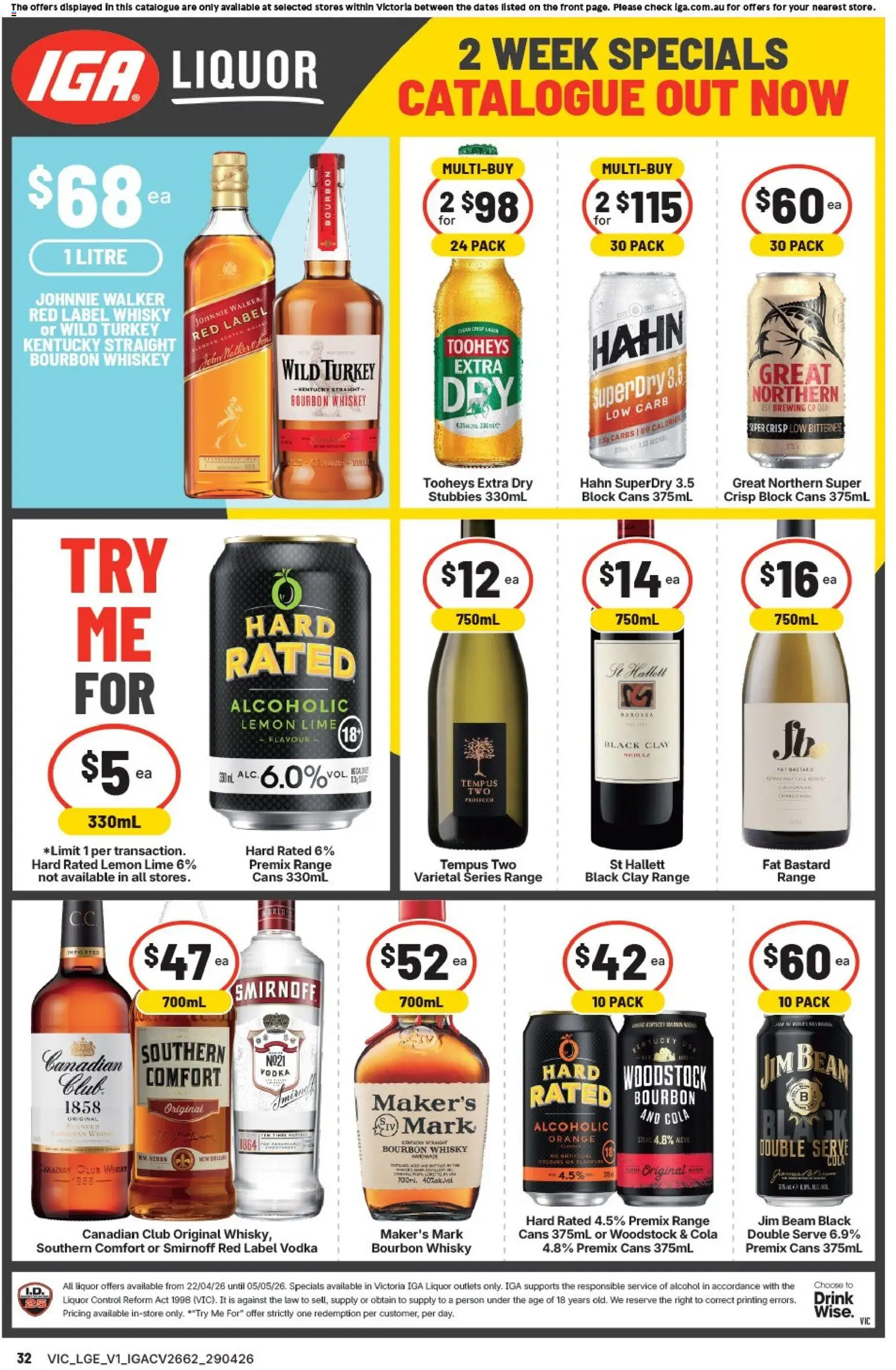IGA catalogue - valid from 29.04.2026 | Page: 2 | Products: Bourbon, Vodka, Lemon, Turkey