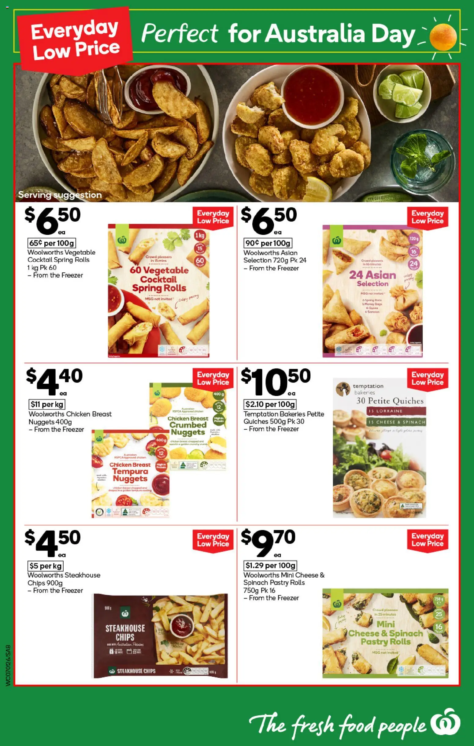 Woolworths catalogue - valid from 07.01.2026 | Page: 8 | Products: Chicken, Chips, Spinach, Freezer