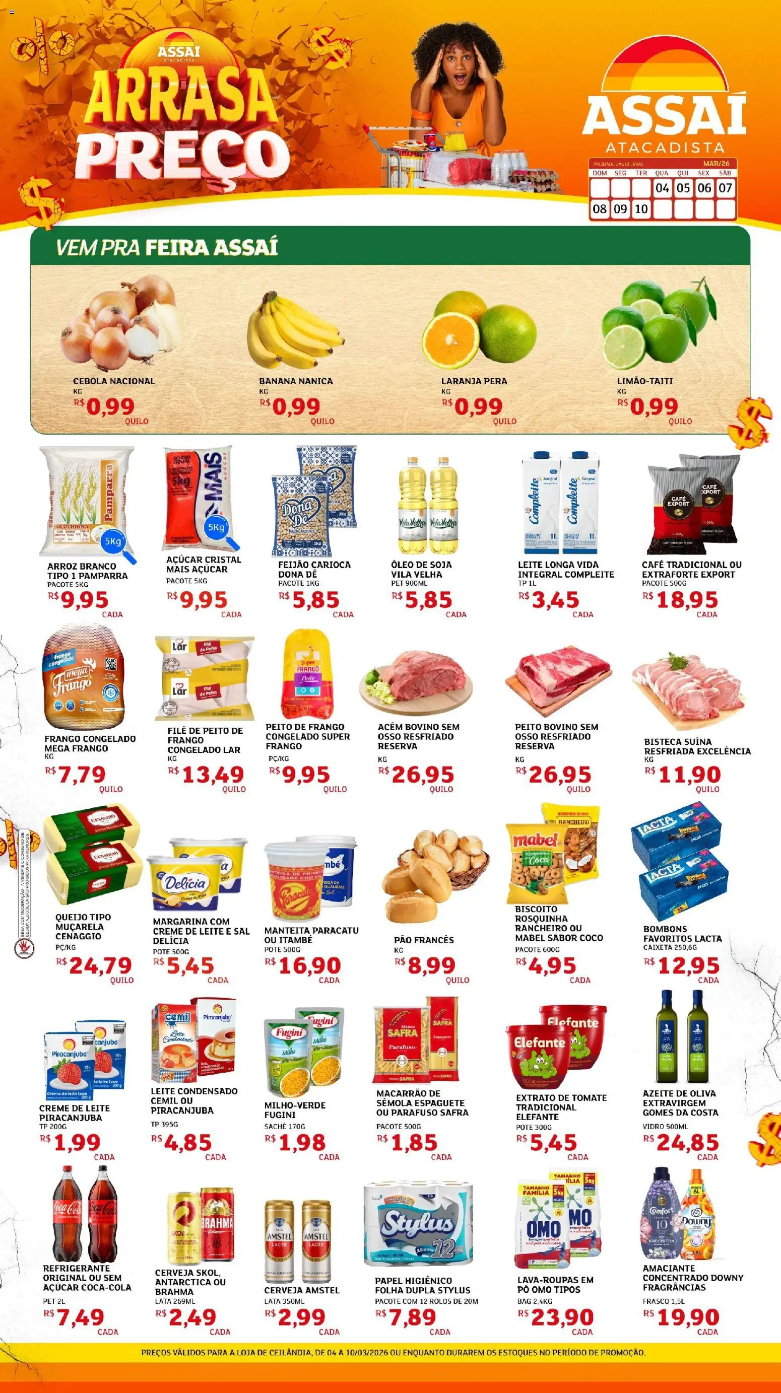 Assaí Atacadista Folheto - válido de 05.03.2026 | Página: 1 | Produtos: Muçarela, Creme, Açúcar, Pão francês