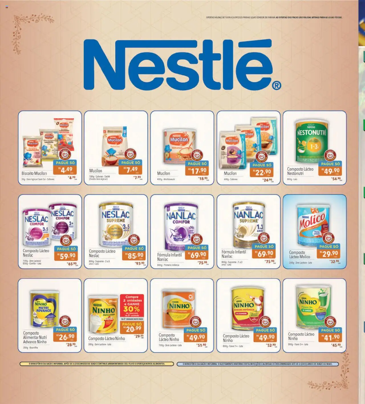 Supermercados Condor Folheto - válido de 10.09.2025 | Página: 8 | Produtos: Fórmula infantil, Açúcar, Mucilon, Sal