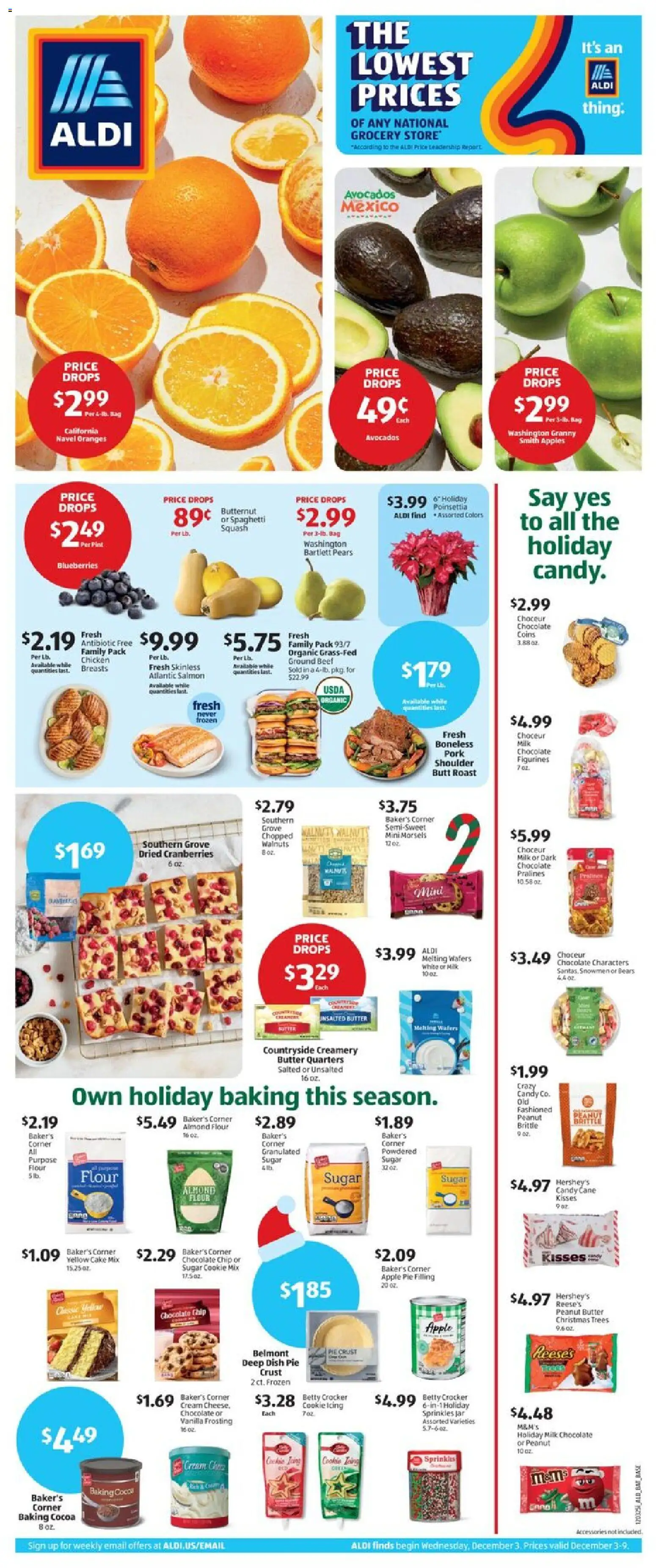 Aldi Weekly Ad - valid from 03.12.2025 | Page: 1 | Products: Butter, Pork, Apple Pie, Chocolate Chip