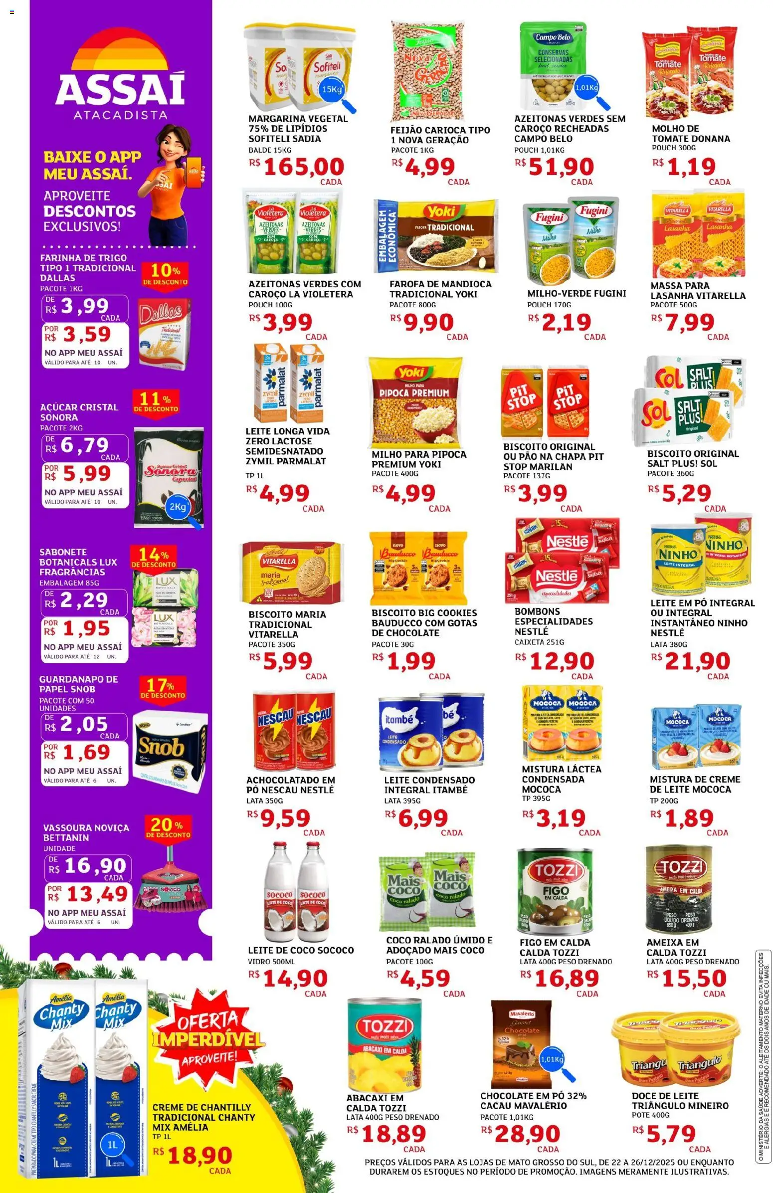 Assaí Atacadista Folheto - válido de 22.12.2025 | Página: 2 | Produtos: Mandioca, Pó, Açúcar, Margarina
