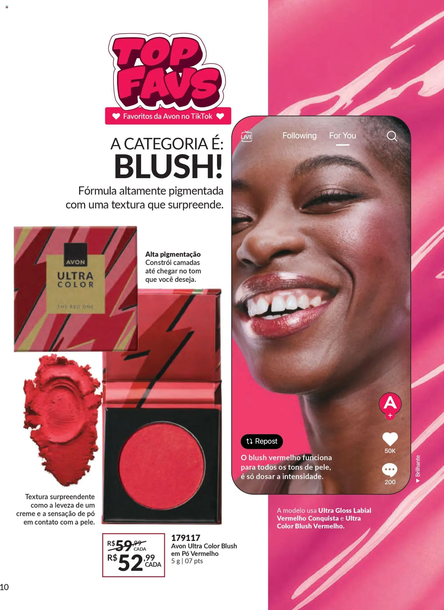 Avon Folheto - válido de 18.02.2026 | Página: 10 | Produtos: Pó, Blush, Gloss labial, Creme