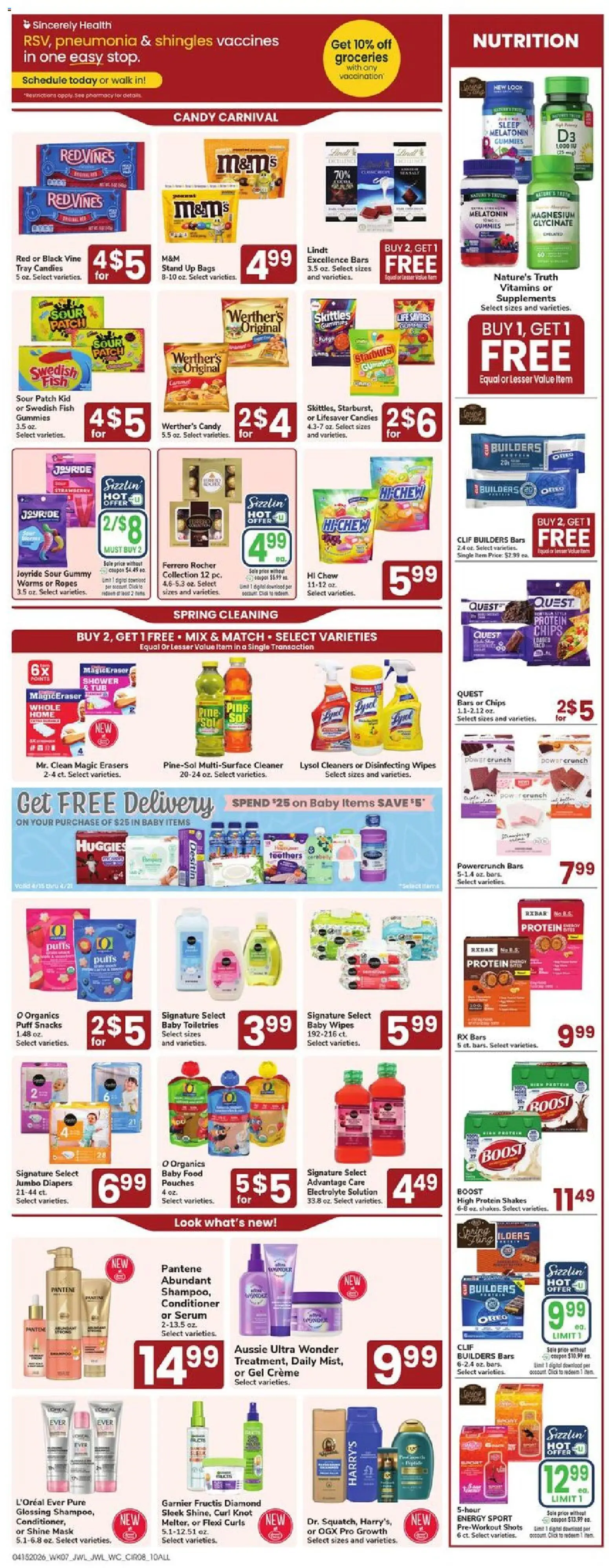 Jewel Osco Weekly Ad - IA - valid from 15.04.2026 | Page: 8 | Products: Melatonin, Shower, Mask, Baby food