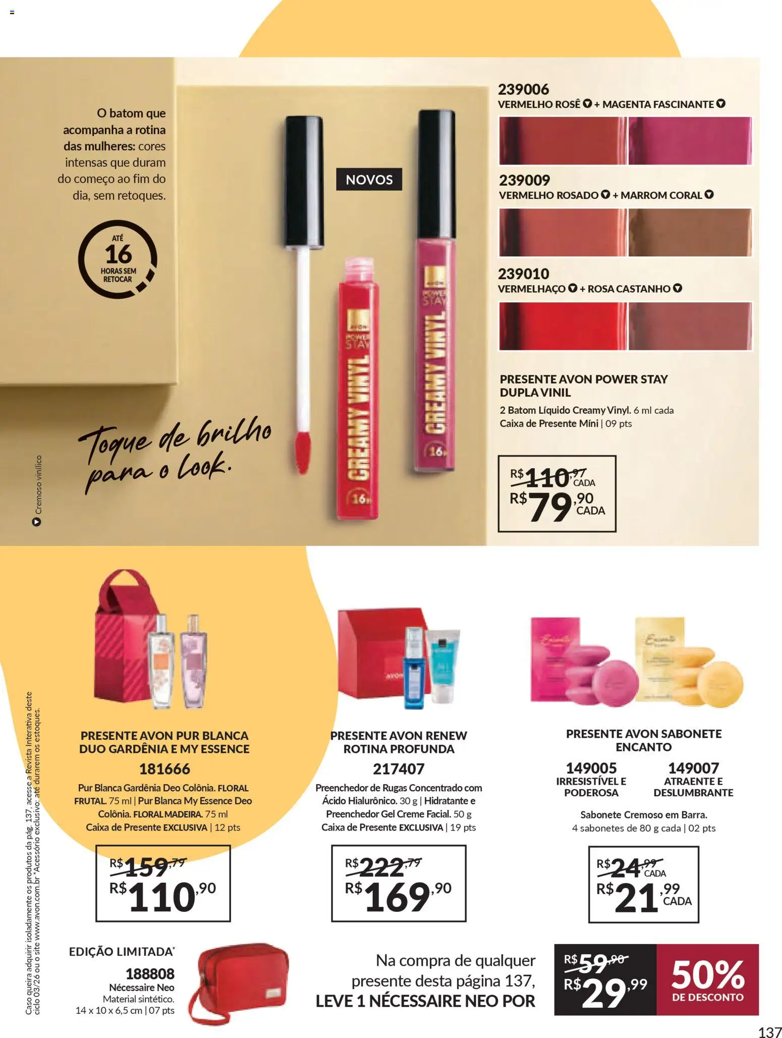 Avon Folheto - válido de 15.01.2026 | Página: 137 | Produtos: Necessaire, Revista, Caixa, Creme