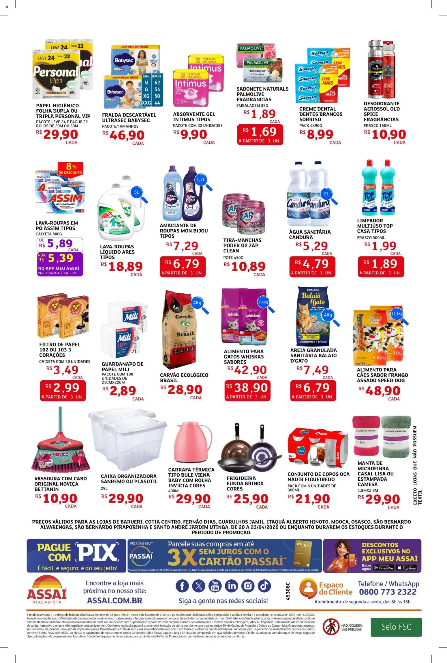 Assaí Atacadista Folheto - válido de 20.04.2026 | Página: 4 | Produtos: Frigideira, Pó, Areia, Cloro