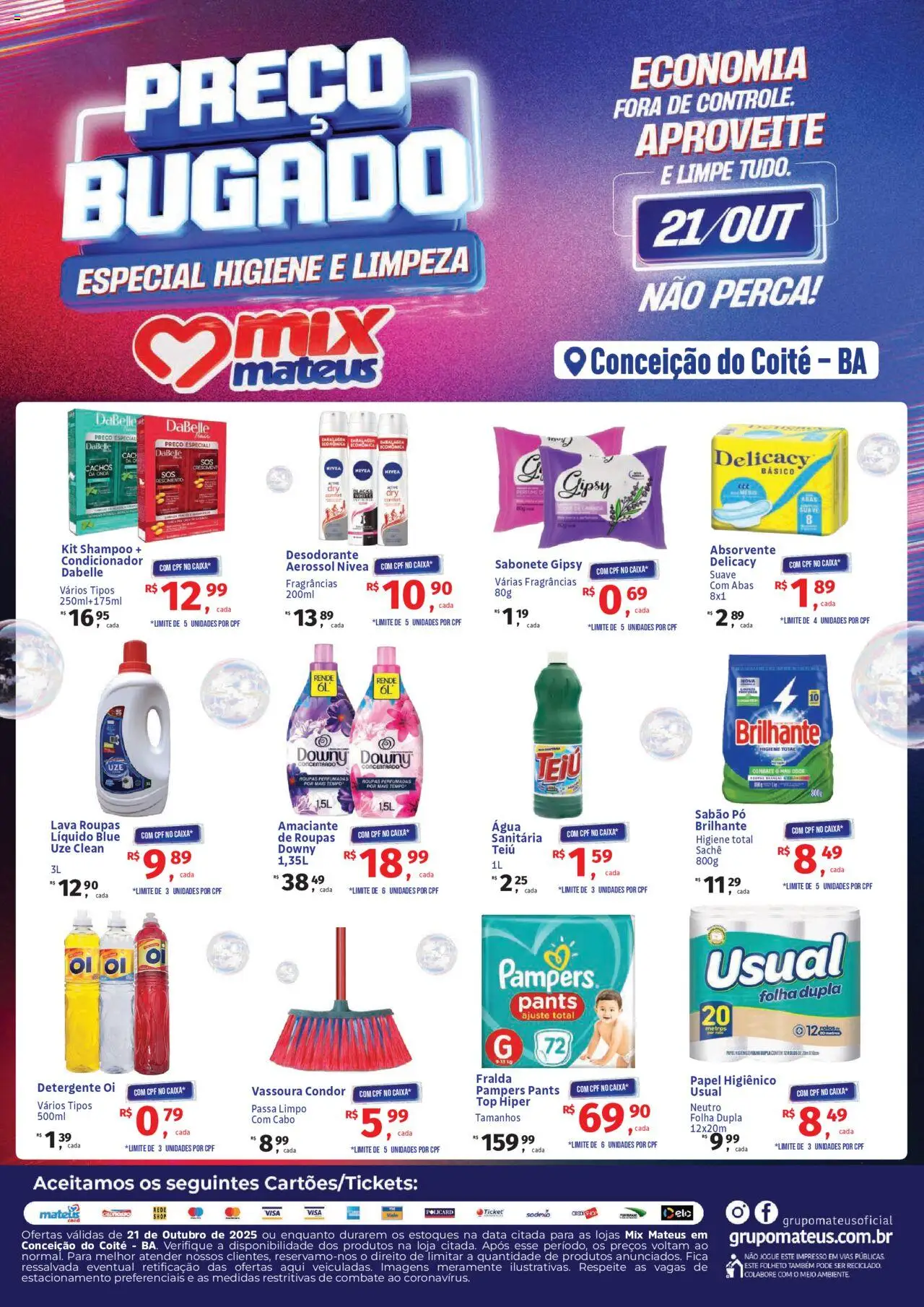 Mateus Folheto - válido de 21.10.2025 | Página: 1 | Produtos: Pó, Desodorante, Detergente, Sabonete