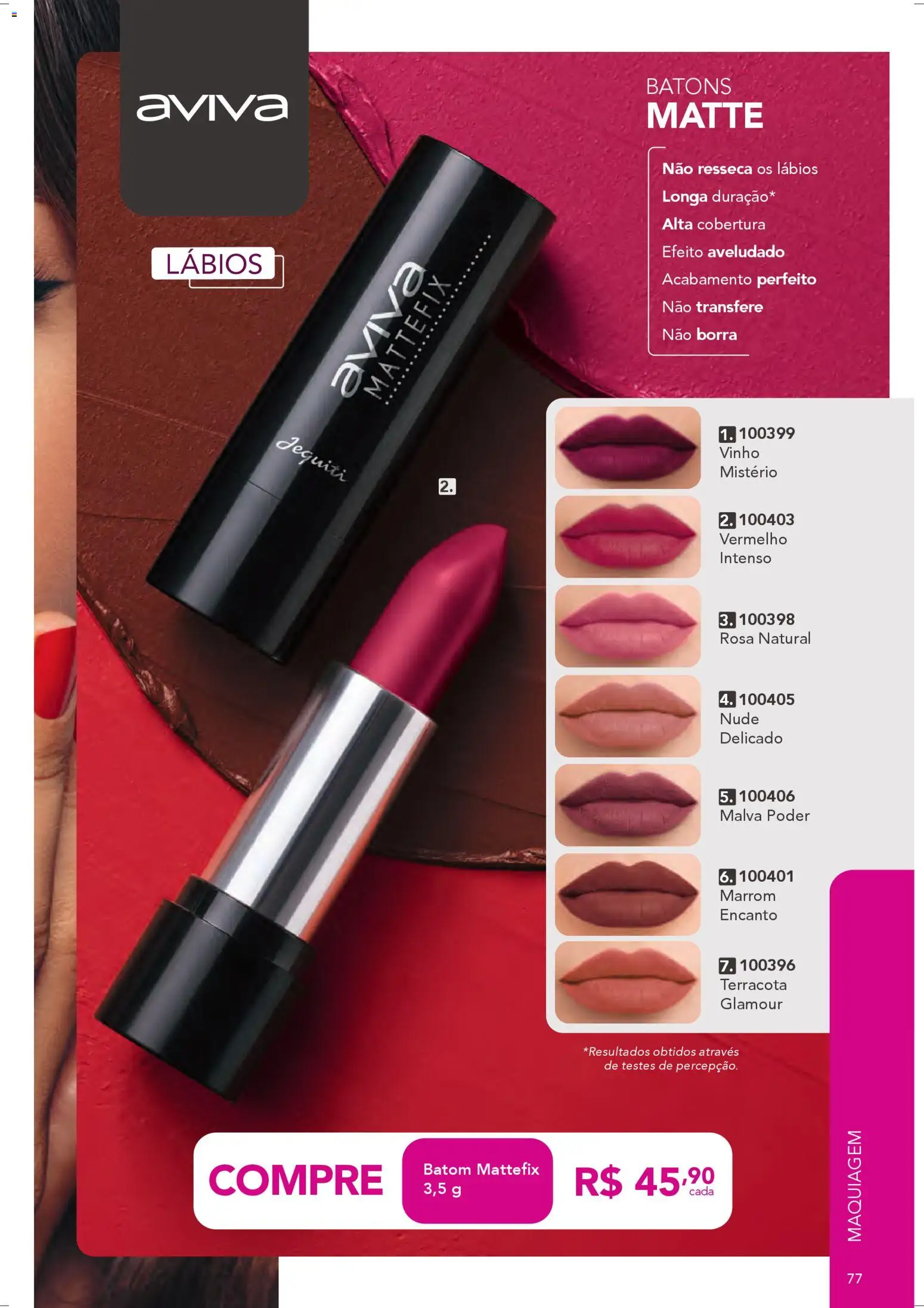 Jequiti Folheto - válido de 28.03.2026 | Página: 77 | Produtos: Maquiagem, Batom, Vinho