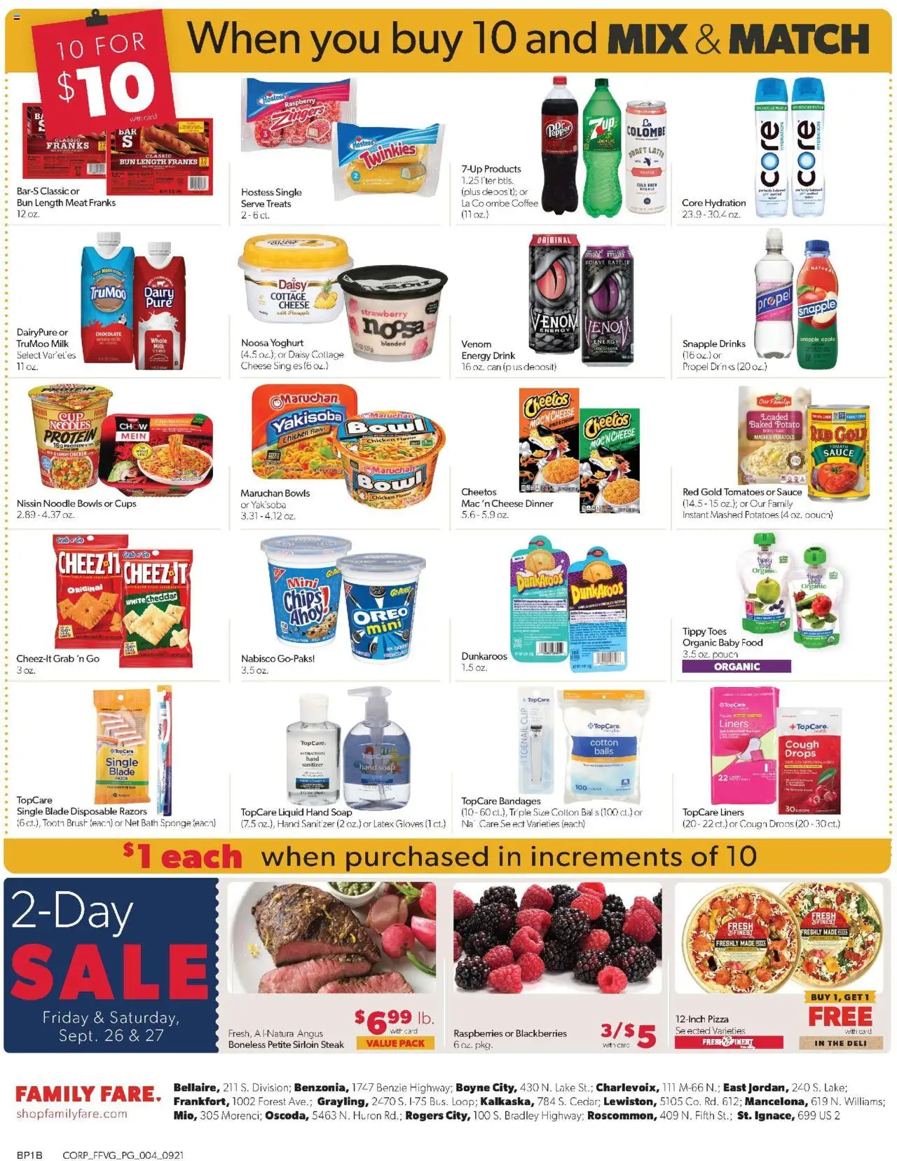 Family Fare Weekly Ad - valid from 21.09.2025 | Page: 4 | Products: Bath, Chocolate, Potatoes, Raspberry