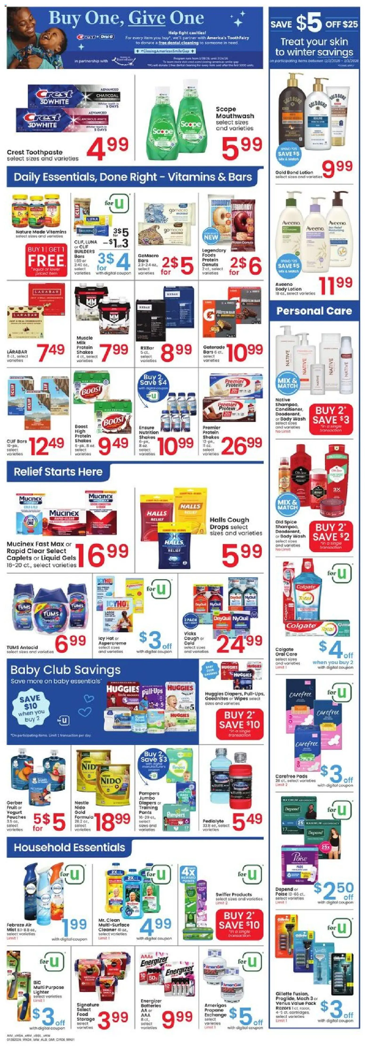 Albertsons Weekly Ad - valid from 28.01.2026 | Page: 6 | Products: Yogurt, Toothpaste, Pads, Body Wash